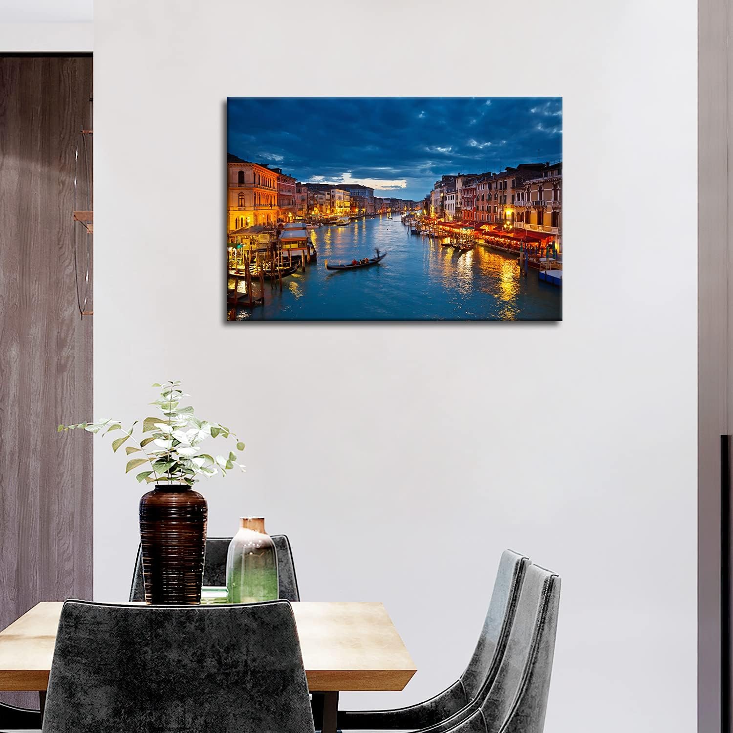 Italy Venice Grand Canal At Night Wall Art Painting The Picture Print On Canvas The Basilica Di Santa Maria Della Salute Pictures Modern Artwork For Living Room Dining Room Home Decor Decoration Gift