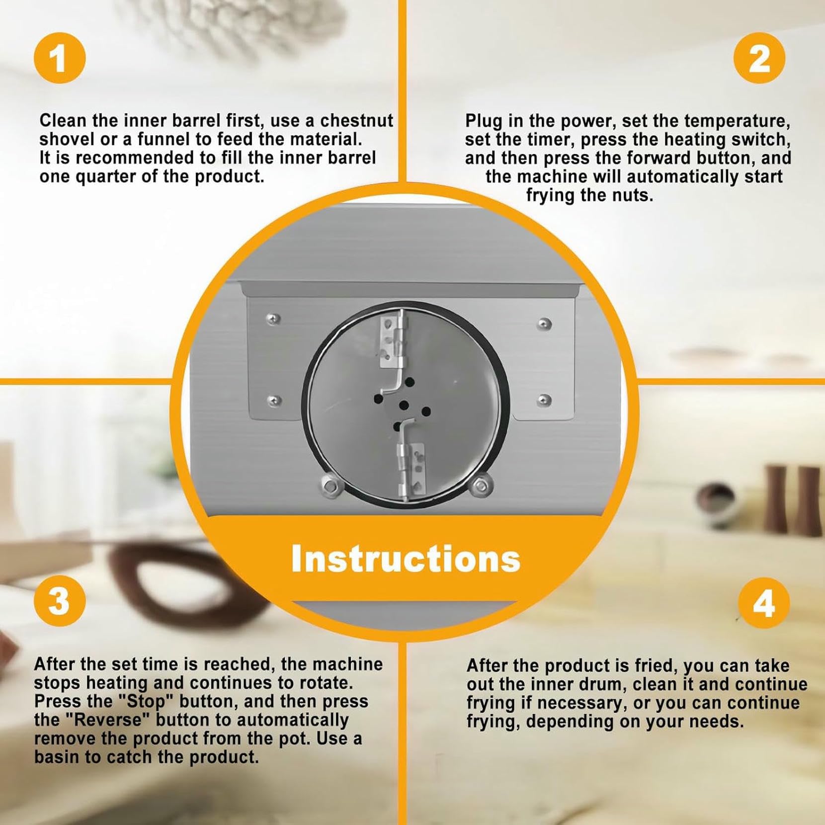 Elektrischer Kaffeebohnen-Röster, Kommerzieller 1800w / 2500w-Röster, Edelstahl-Multifunktions-Trockenfruchtröster, Verstellbare Temperatur, Gleichmäßiges Rösten. Typ 10