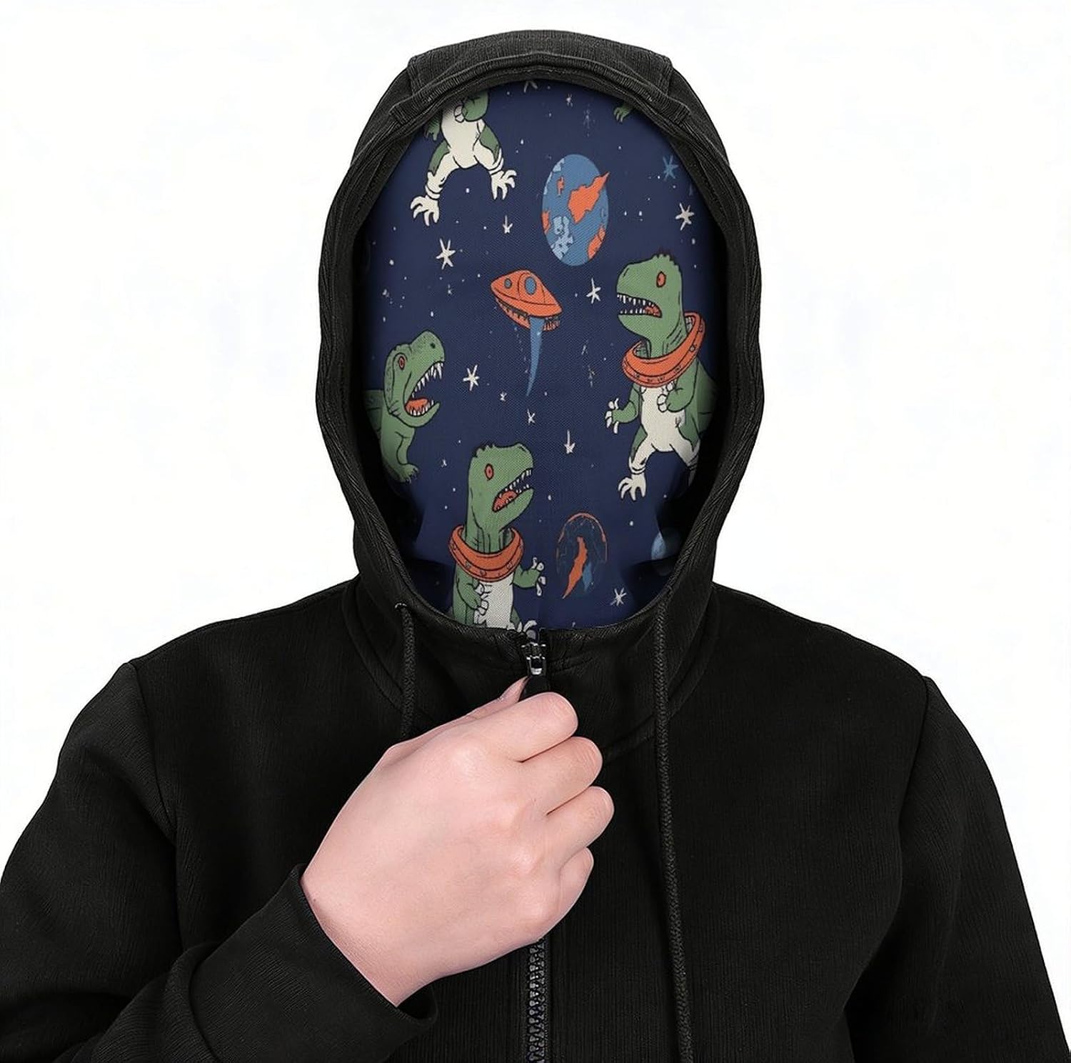 Funny Astronaut Dinosaur Rocket Balaclava Mesh Print Funny Face Mask Breathable Ski Masks Personalized Sun Protection Full Face Covers Neck Gaiter Windproof Head Masks for Pranks&Outdoor image 3