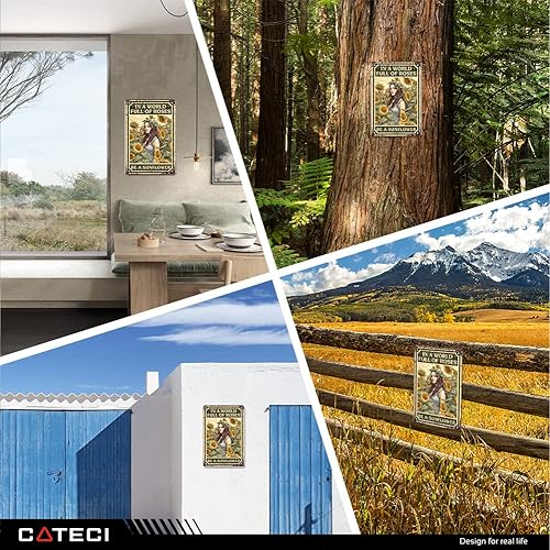 Miniatura 5 de Accesorios de escritorio de girasol para oficina -in A World Full of Roses Be A Sunflower- Divertidos letreros de hojalata, póster de habitación