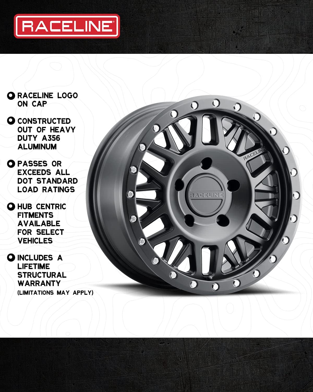 Raceline Wheels 951B RYNO Wheel Satin Black 17X8.5"6X135 Bolt Pattern 0mm Offset/(4.75"B/S) 6 Spoke Mesh Aluminum Passenger Car Wheels, Full Size Replacement Black Car Rims