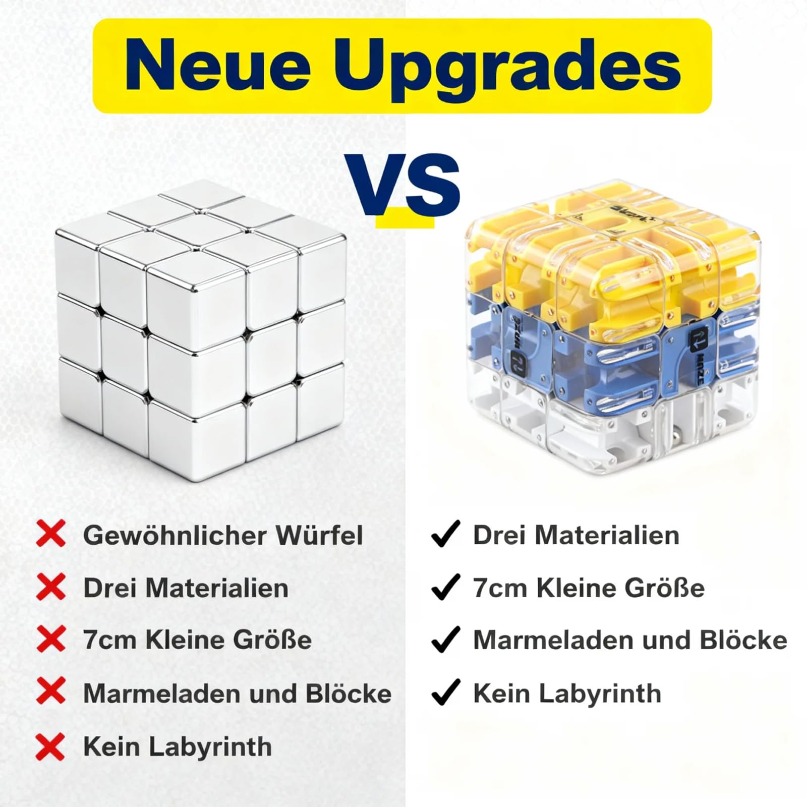 3D Labyrinth Würfel, Zauberwürfel 3D Labyrinth Puzzle Mit Rollenden Kugeln,Zauberwürfel Spielzeug Interaktives Gehirntraining,Labyrinth Würfel Maze Cube für Erwachsene und Kinder (Blau)