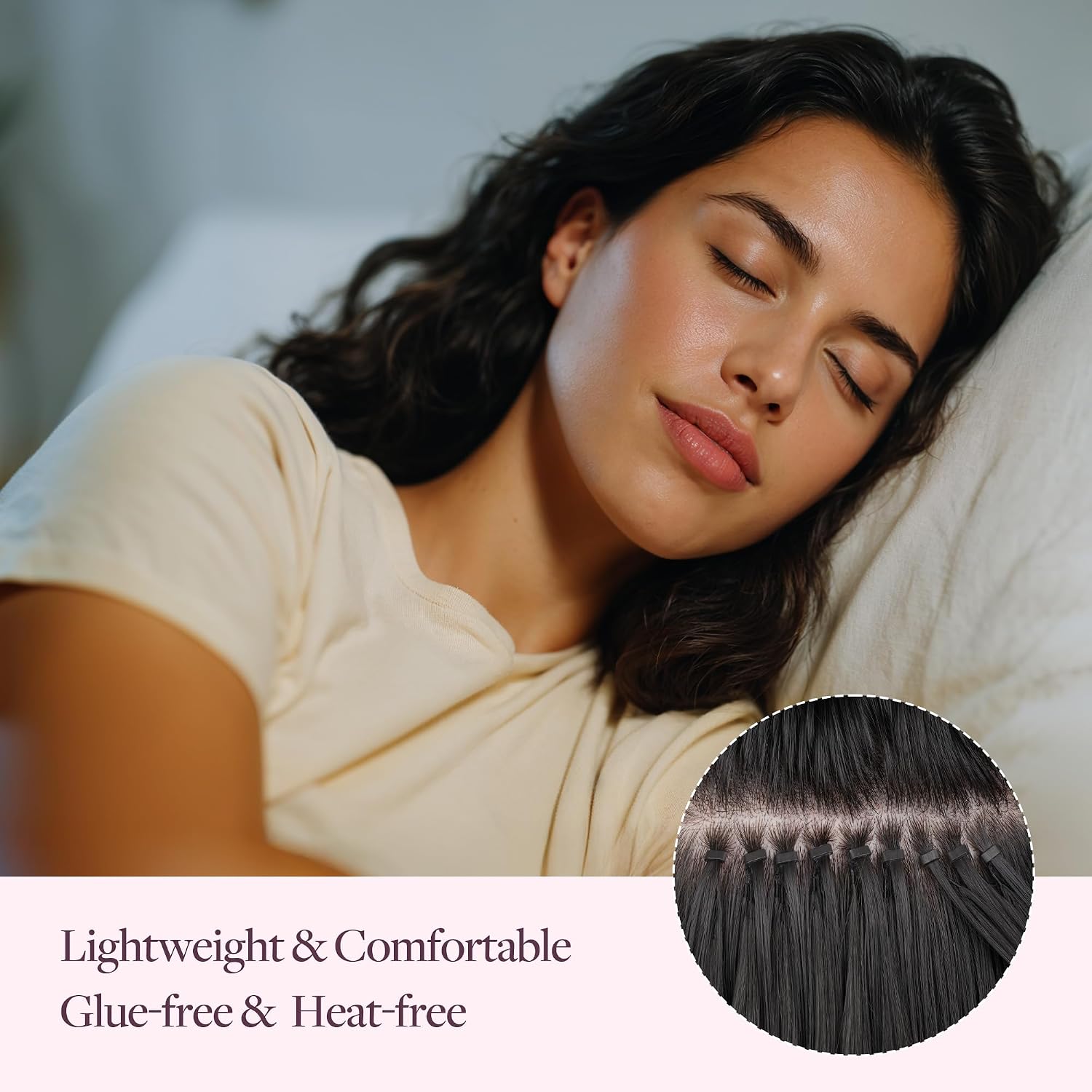GOO GOO Double Feather Tip Microlink Bead Hair Extensions, Invisible Tip Cold Fusion, 50G 32S 20In, Microlink Hair Extensions for Women Daily Wear, #1B Natural Black