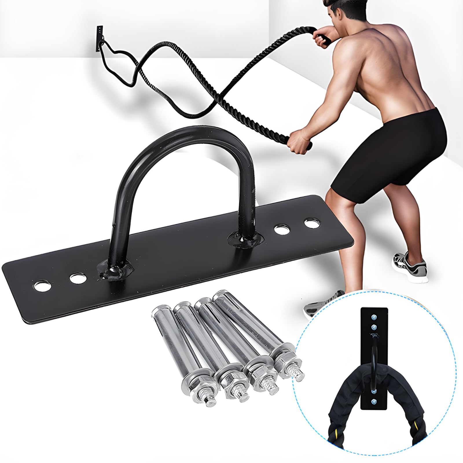 Battle Corda da Parete E Pavimento Anchor, Sfissaggio Battle Rope, Ancoraggio per Corda Da Parete/Battle Rope, Include Viti di Fissaggio,Battle Corda da Parete per Allenamento di Forza
