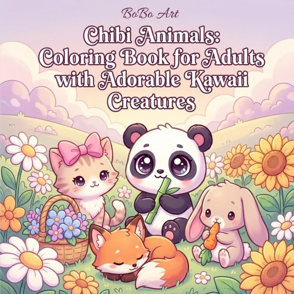 Chibi Animals: Coloring Book for Adults with Adorable Kawaii Creatures: 50 Cute Chibi Animal Illustrations Featuring Pandas, Kittens, Bunnies, and More in Cozy Scenes for Relaxation and Stress Relief
