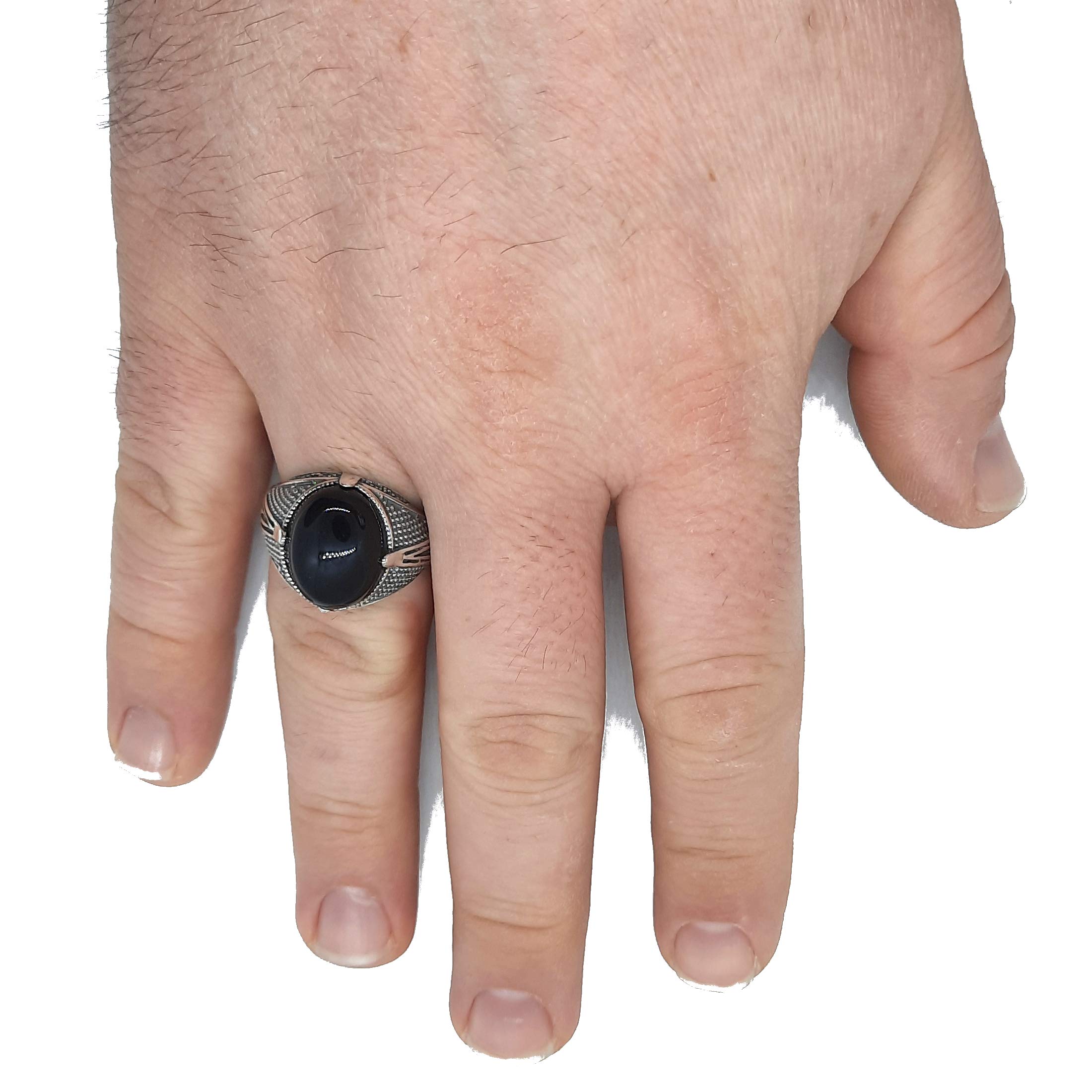 Anello da uomo in argento sterling con 16x12mm onice nero autentico solido marchiato 925
