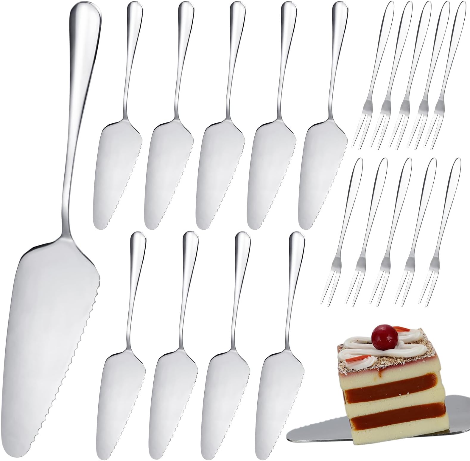 11-teiliges Servierbesteck-Set Aus Edelstahl – Löffel, Gabeln, Zangen & Kuchenheber Für Buffet & Party