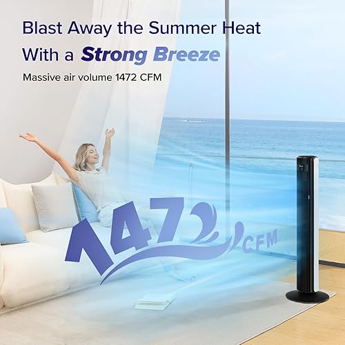 Miniatura 2 de LEVOIT Ventilador de torre clásico de 42 pulgadas para el hogar, potente ventilador de 1472 CFM, 22 dB silencioso mientras duermes, oscilación L y R
