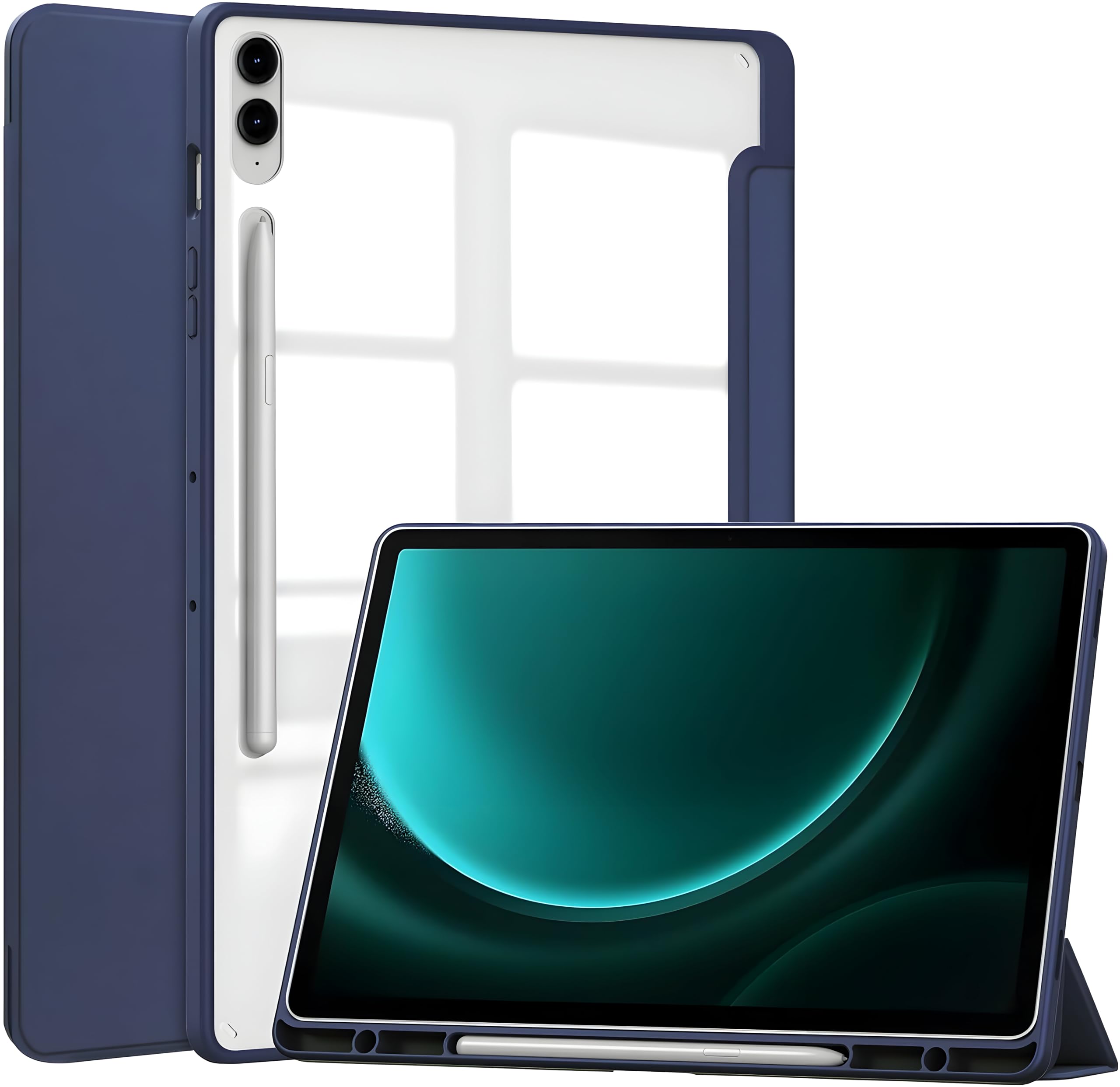 ProElite Cover for Samsung Galaxy Tab S9 FE Plus/S9 Plus/S10+ 12.4 inch Case, Smart Flip Case Cover for Samsung Galaxy Tab S9 FE+/S9 Plus/S10+ 12.4 inch with S Pen holder, Dark Blue [Transparent back] (B0CL2H2SJP) Amazon Price History, Amazon Price Tracker