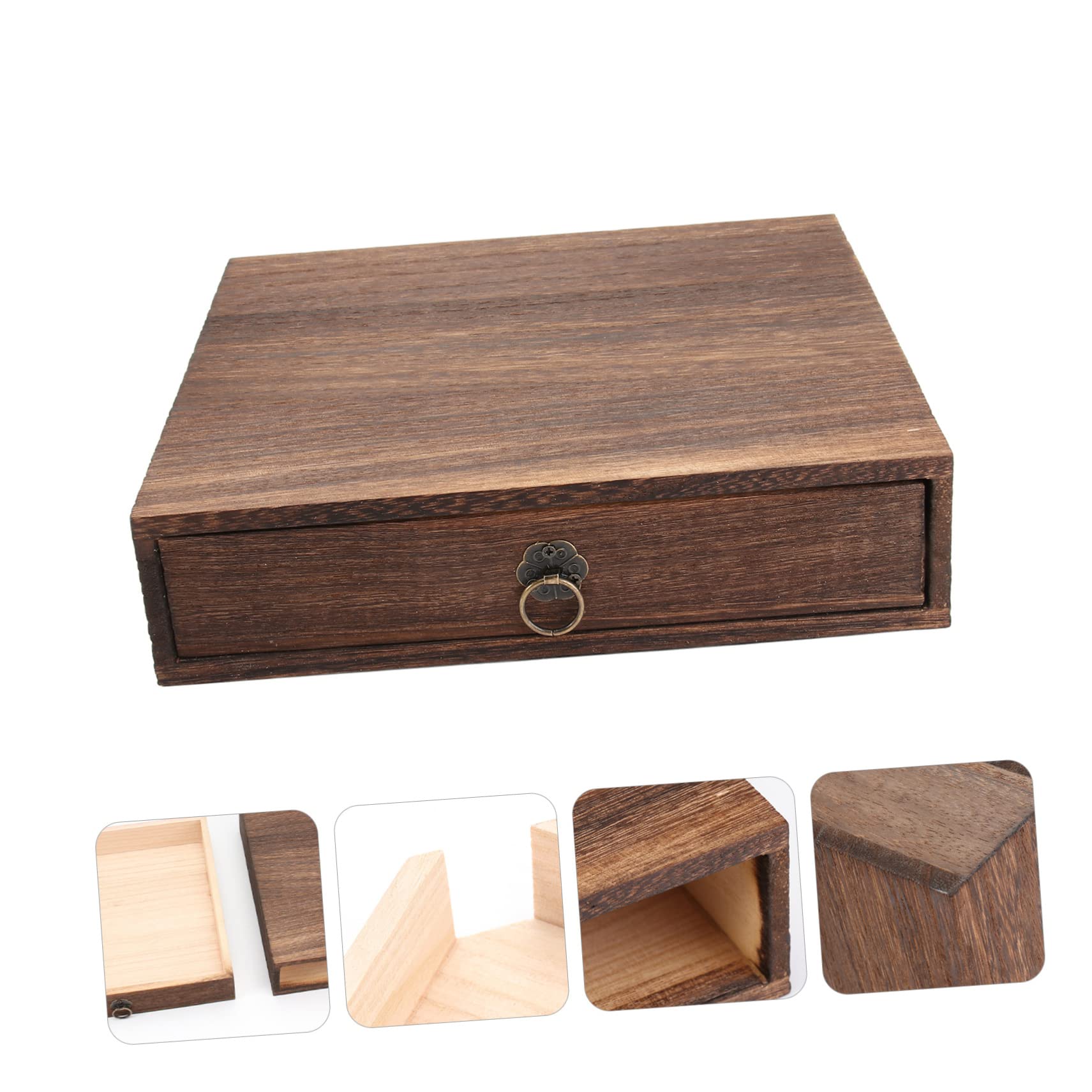Vintage Teeschubladenbox, Braun, Zweilagig für Pu Erh