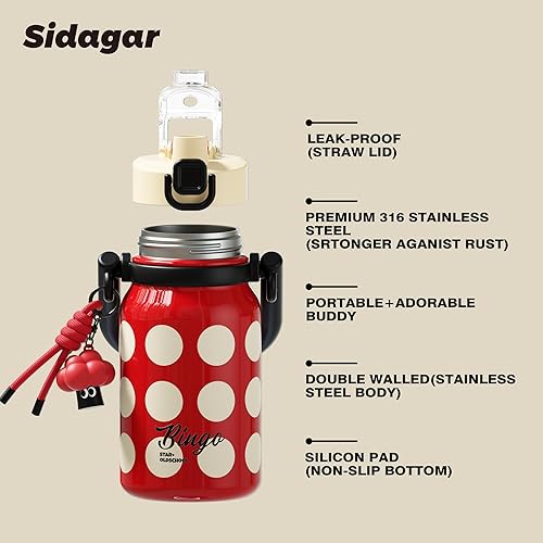 Miniatura 8 de Botella de agua aislada de 32 onzas para mujer con popote y asa, vaso de acero inoxidable de grado médico 316L, a prueba de fugas, elegante frasco