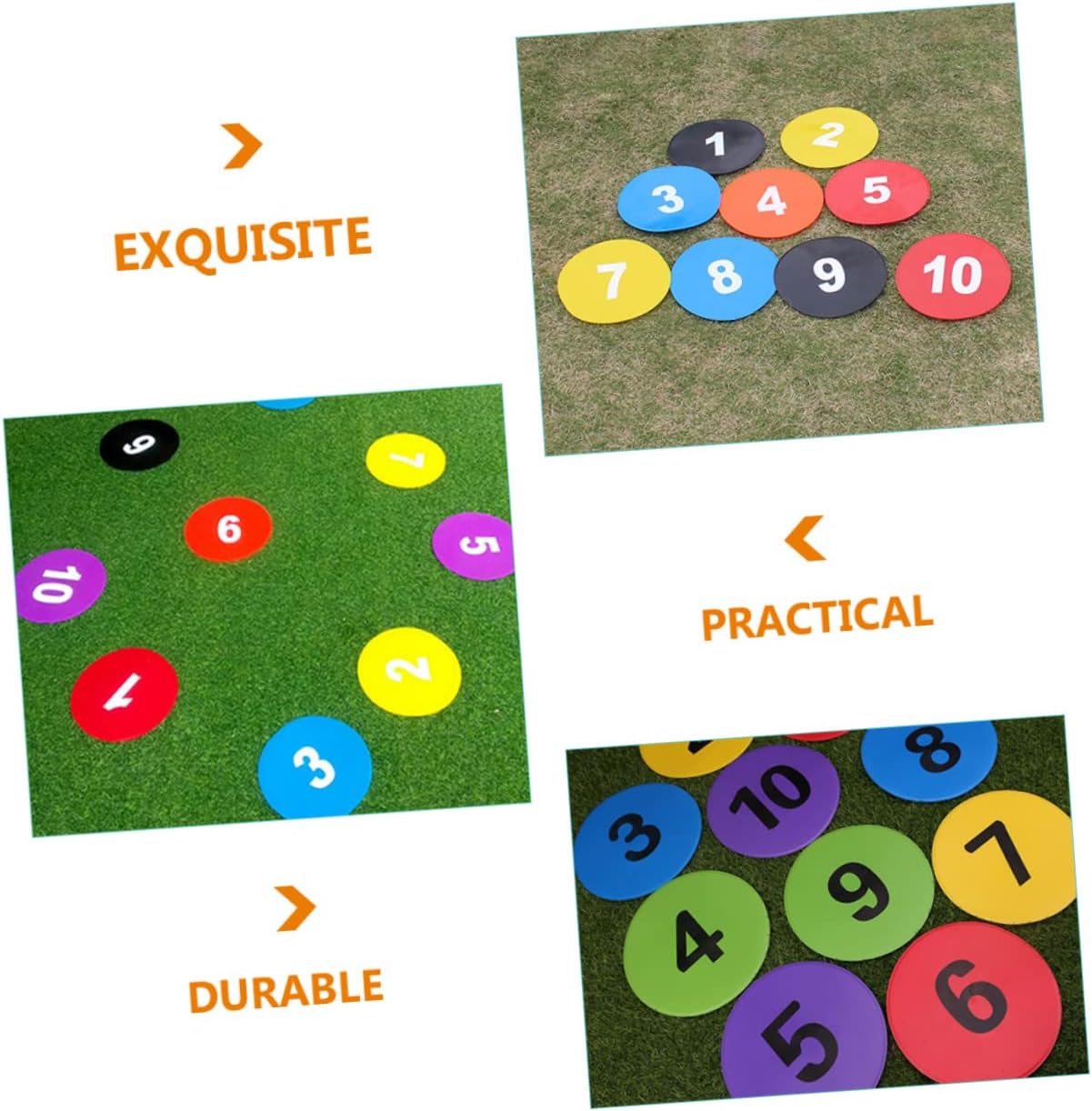 Yardwe 10pcs Football Training Sign Discs TPE Soccer Markers Patterns for Agility Drills and Practice Random Colors