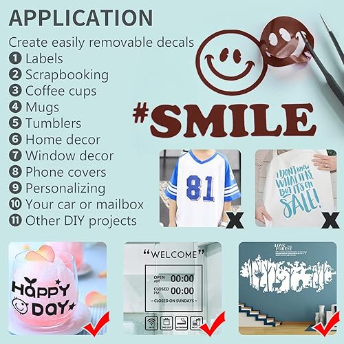 Miniatura 5 de Lya Vinyl Vinilo permanente marrón brillante, color marrón brillante, rollo de vinilo adhesivo permanente de 12 pulgadas x 50 pies para Silhouette