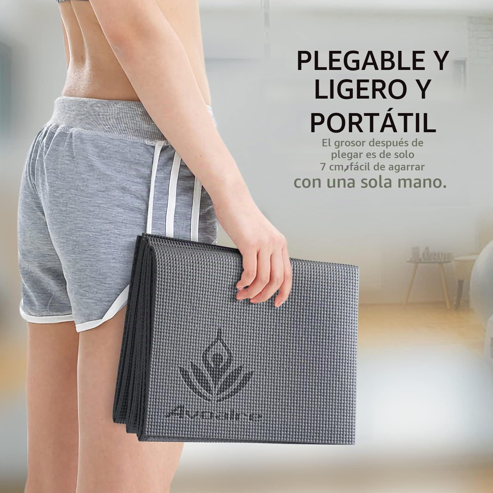 Avoalre - Alfombrilla de viaje plegable antideslizante | Plegable y transportable, antideslizante, apto para pilates, estiramiento, viene con bolsa de transporte
