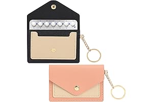 2 Pack Sleek PU Leather Birth Control Pill Case Sleeve