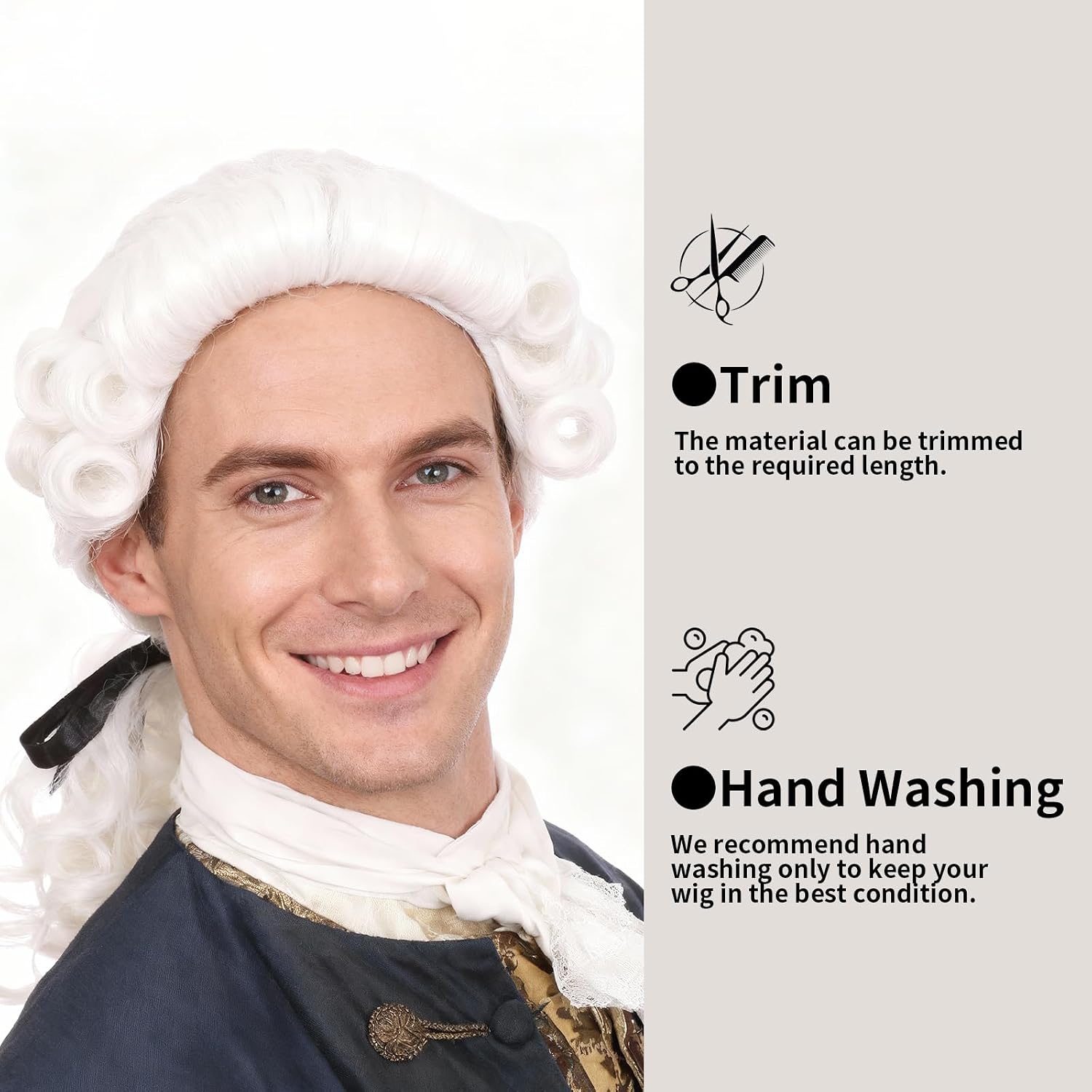 Onedor HairWiz Long Curly Colonial Judge Cosplay Wig – Lightweight & Transformative for Events & Parties