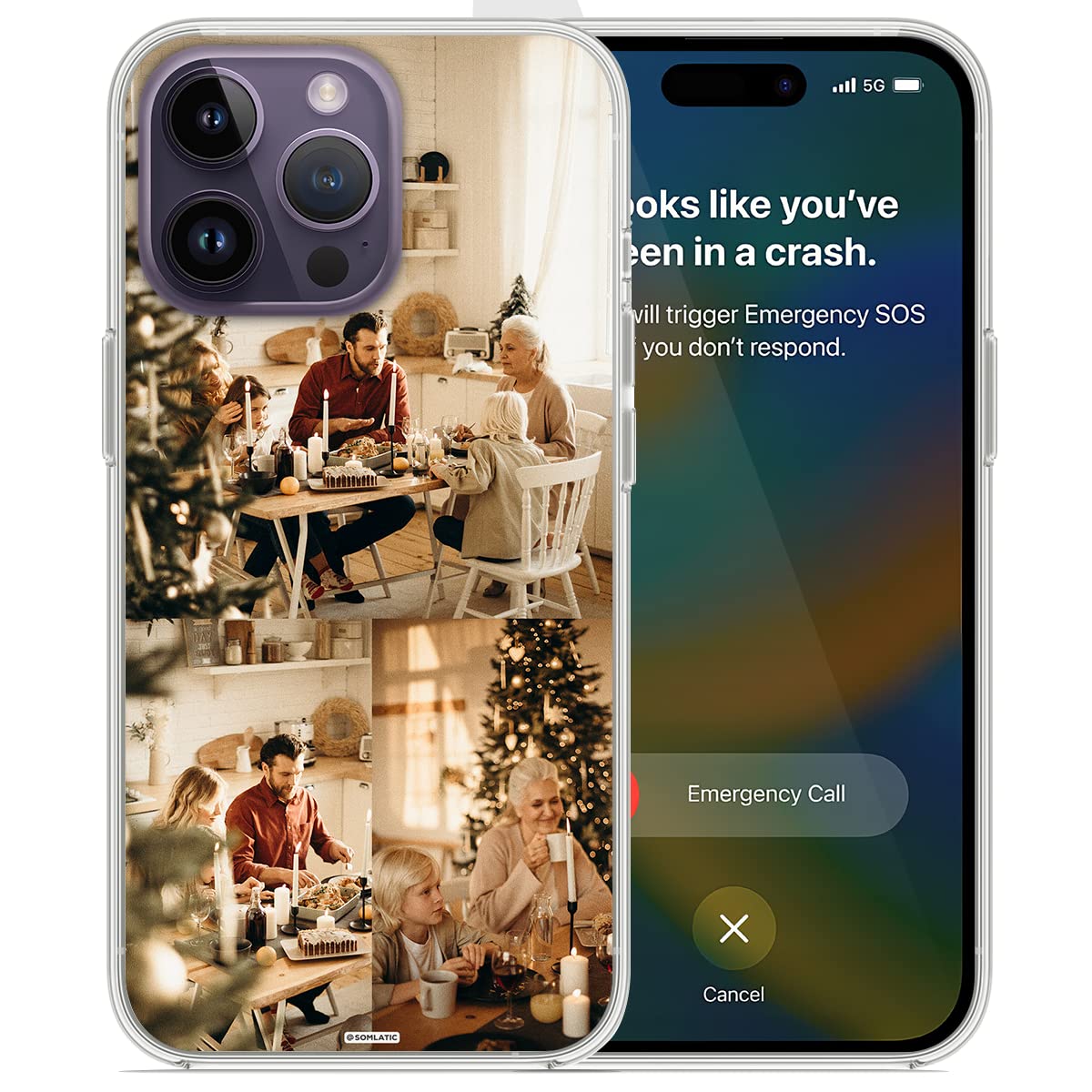 Somlatic Personalized Photo Phone Case Custom Picture Design Your Own Collage Phones Cover for Family Friends Couple Compatible with Series 17 16 15