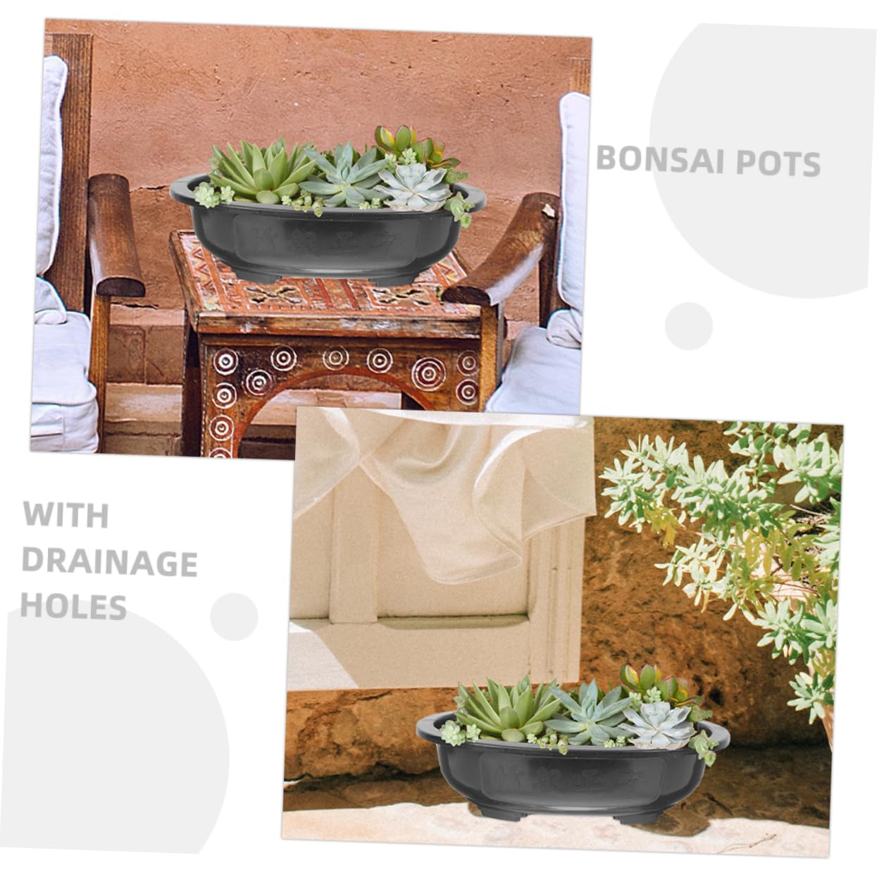 6pièces Jardinière Plastique Pots de Fleurs Ronds Drainants Petits Pots pour Plantes Intérieur Balcon et Jardin