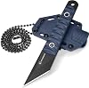 5.79 Compact Neck Knife, Small Fixed Blade EDC Kiridashi Knife with Blue ABS Grip, 5Cr14MoV Steel, Ideal for Camping, Hiking, Everyday Carry