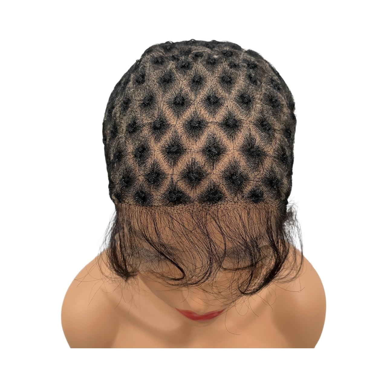 Pre-Knotted UHD Full Lace Crochet Braided Wig Cap for Braids and with Human Baby hair Glueless Reusable (Black, 141 Knot, Diamond)