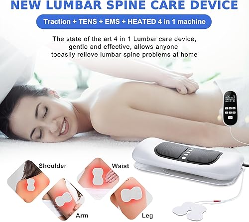 Miniatura 2 de Masajeador eléctrico de tracción lumbar completa FSA HSA elegible con estiramiento dinámico de espalda con bolsa de aire, compresa caliente de 3