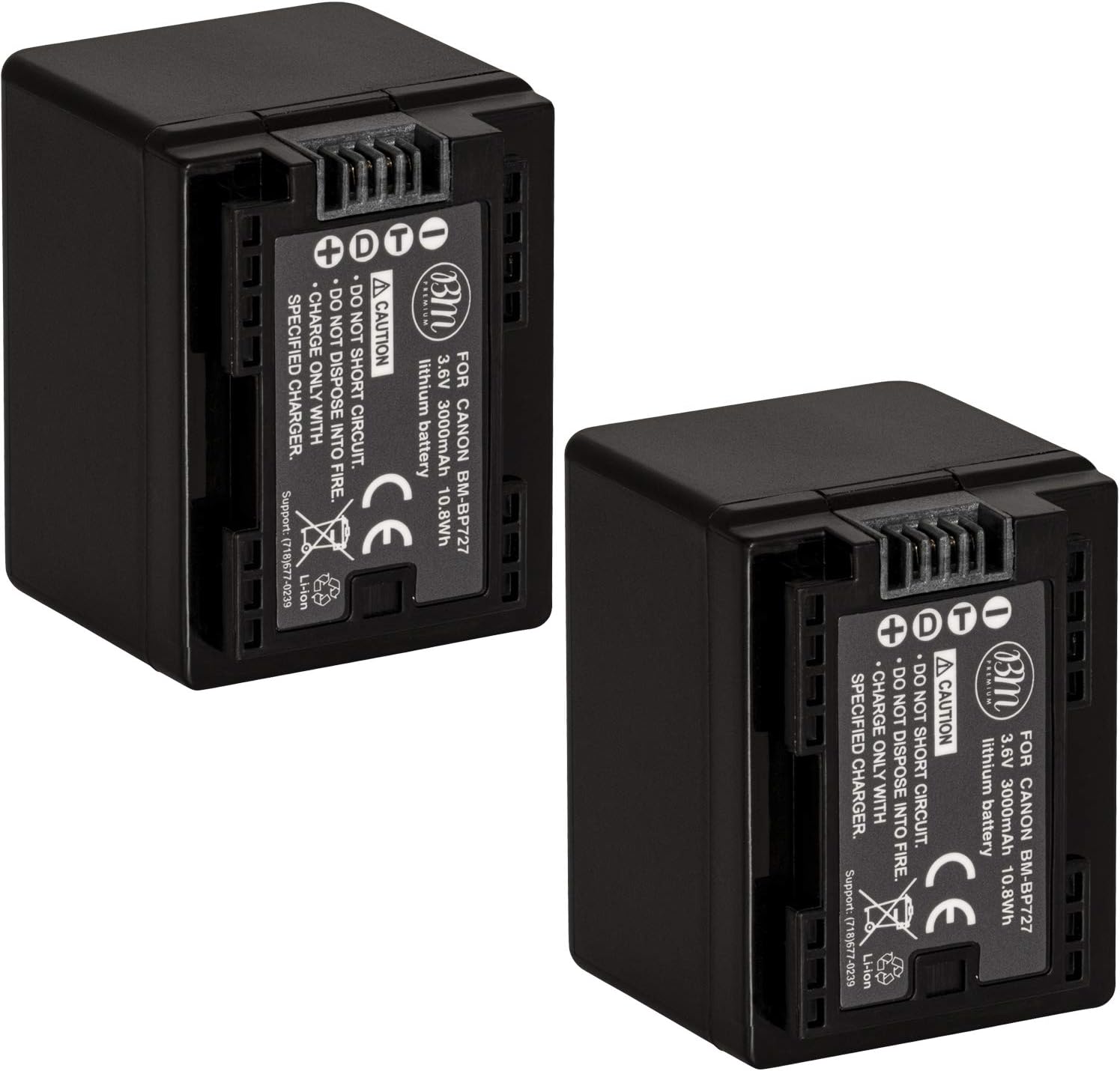 BM Premium 2 BP-727 Batteries for Canon Vixia HFR80, HFR82, HFR800, HFR70, HFR72, HFR700, HFR30, HFR32, HFR300, HFR40, HFR42, HFR400, HFR50, HFR52, HFR500, HFR60, HFR62, HFR600, HFM50,HFM52, HFM500