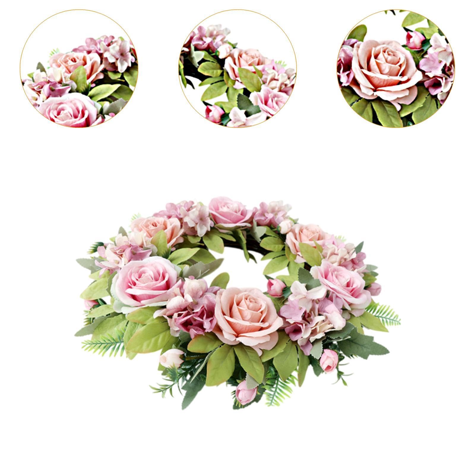 Ghirlanda Primaverile, Ghirlanda di Fiori Artificiali, Ornamento Rustico per La Casa, Ghirlanda per, Festa, 45 Cm, Esterno, Hotel, Rosa