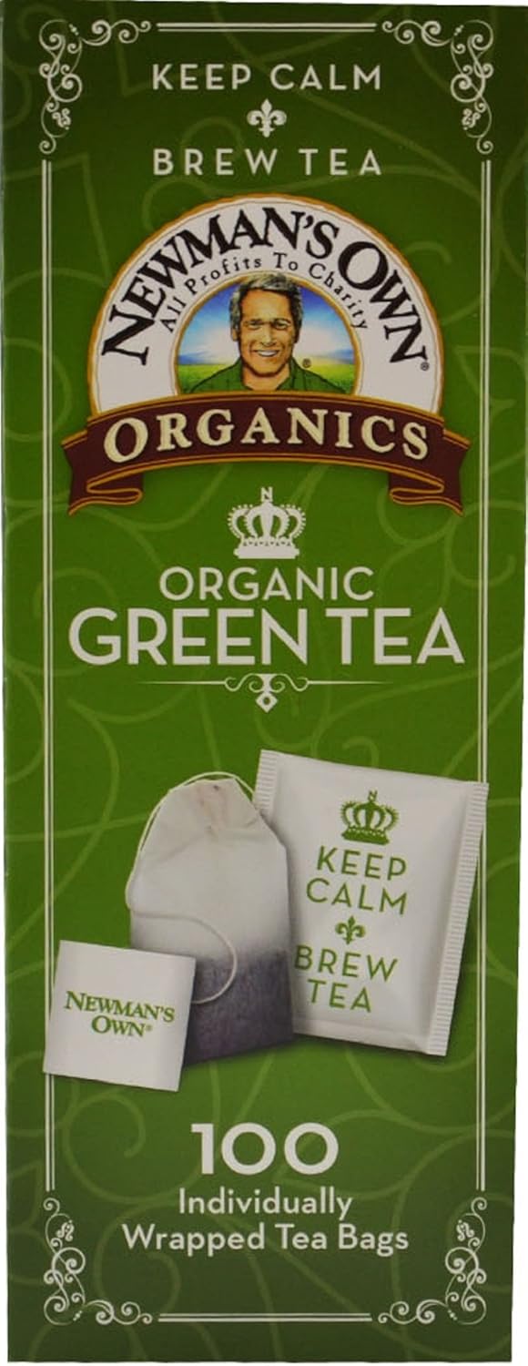 Newman's Own Organics Green Tea, 100 Individually Wrapped Tea Bags (Pack of 5) : Newman S Own Organic Royal Tea : Grocery & Gourmet Food