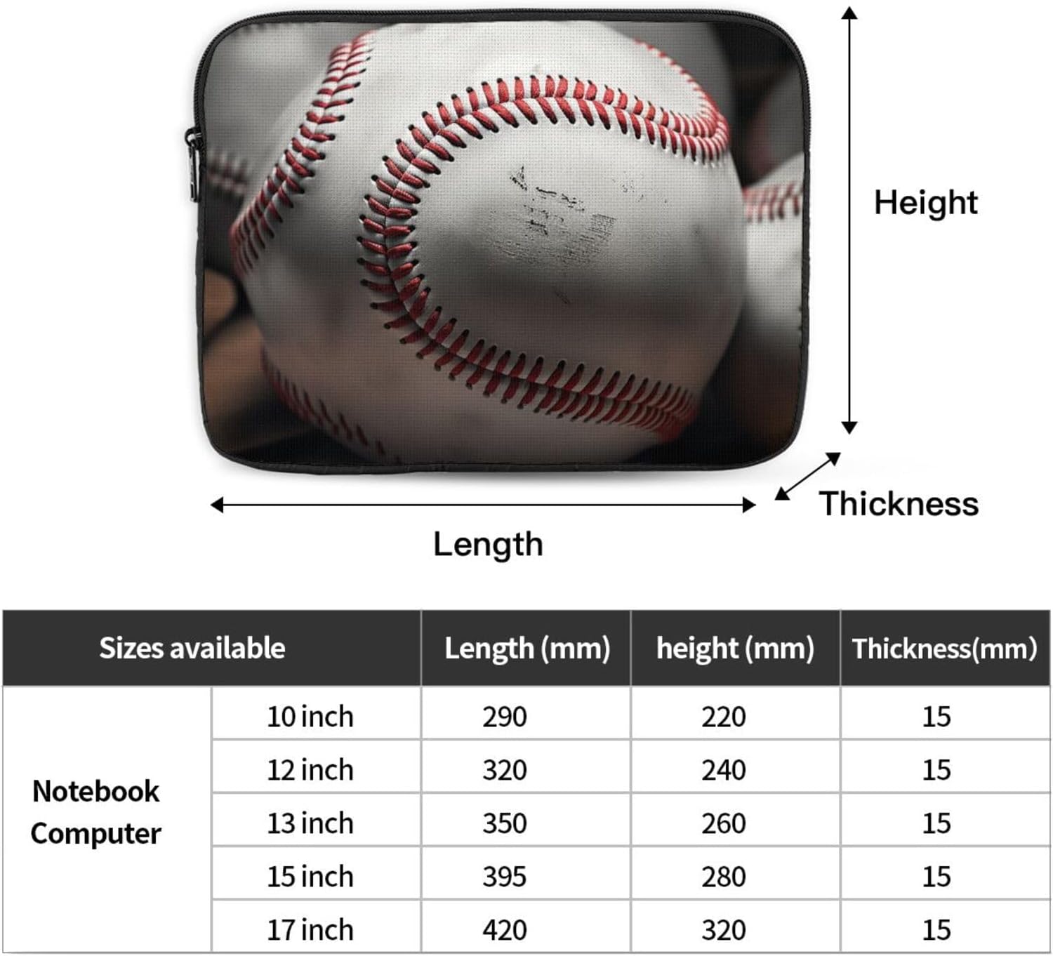 10 Inch Laptop Sleeve Bag Waterproof Shockproof Laptop Case Bag Cool Grey Baseball Computer Skin Bags Lightweight Tablet Carrying Case image 4