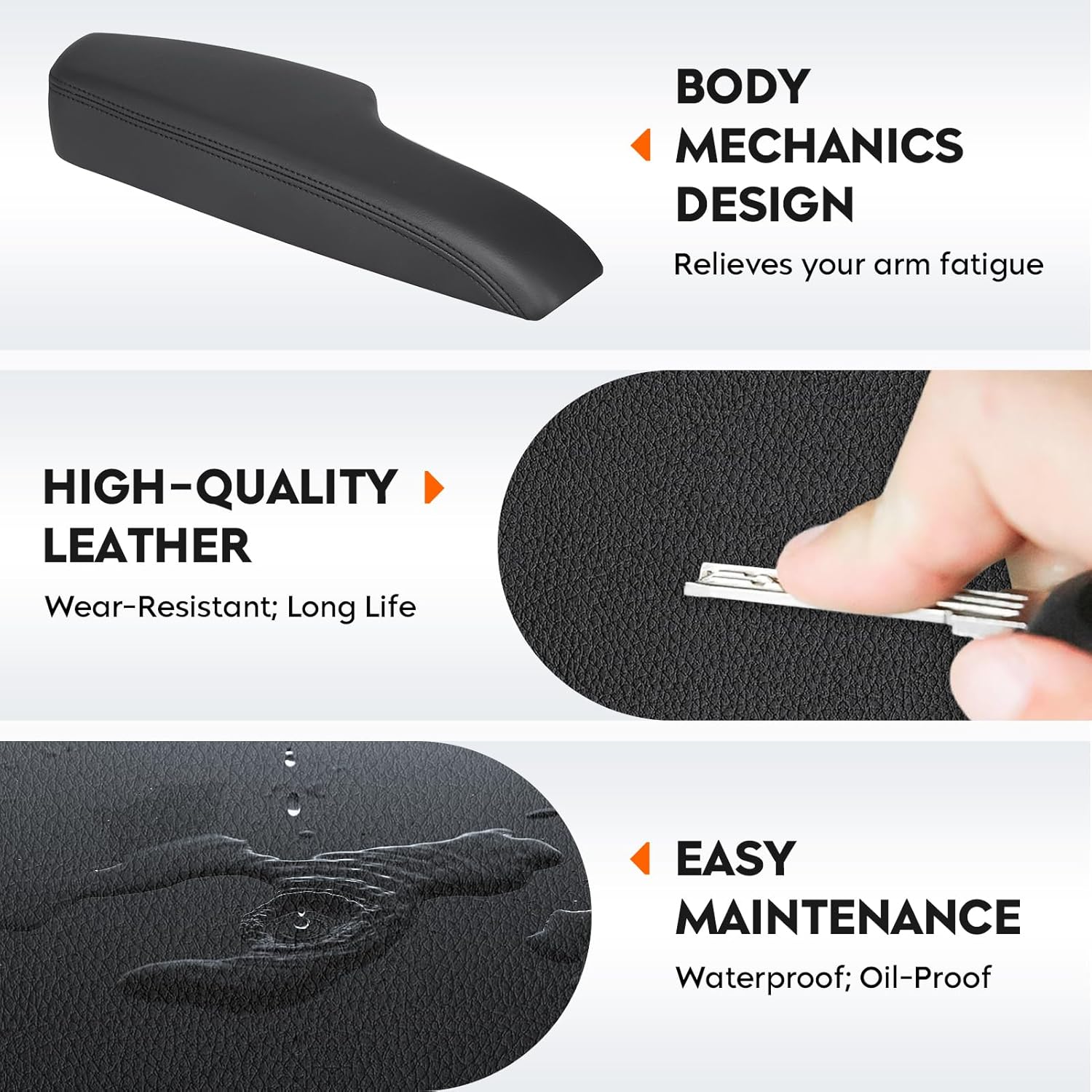 Youxmoto Right Passenger Side Armrest Front Door Trim, 2011-2023 for Chrysler 300; for Dodge Charger 11-23, Black PU Leather Inner Door Armrest, Replaces 1WK36YSAAB