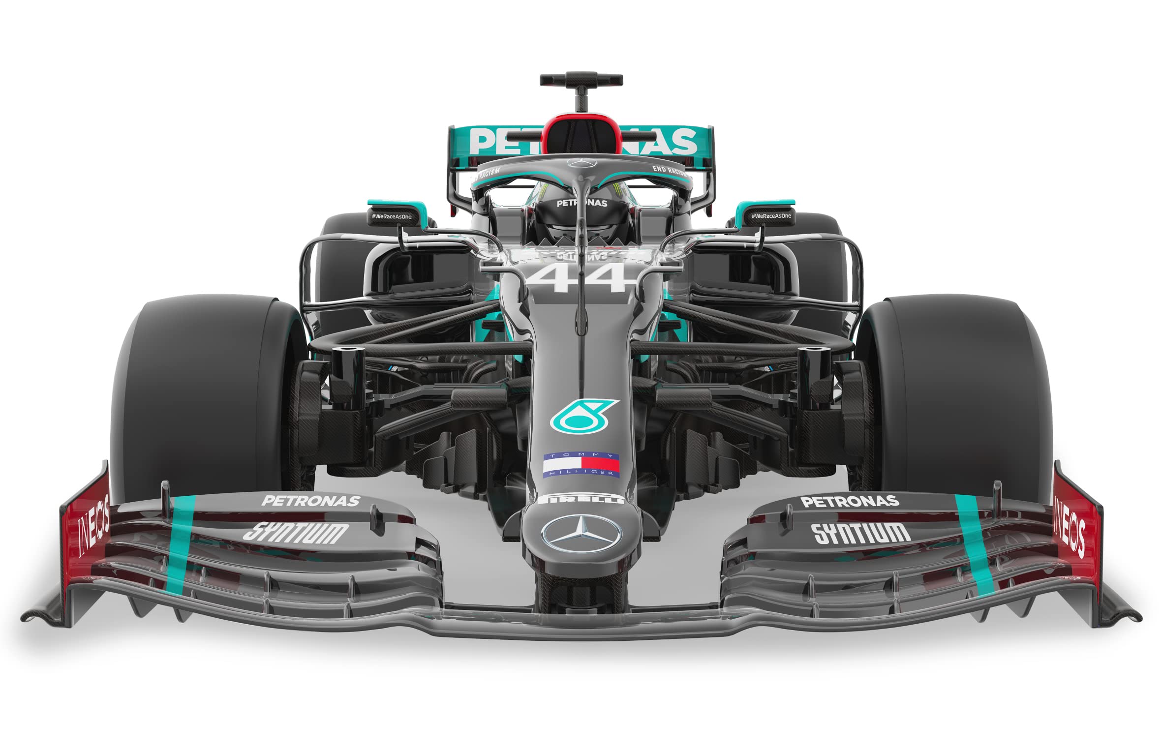 JAMARA Mercedes-AMG F1 W11 EQ Performance 1:12-2,4 GHz dla wielu graczy, oficjalnie licencjonowany, wierne lakierowanie, łącznie z dekoracyjnym łukiem, czarny, 402106