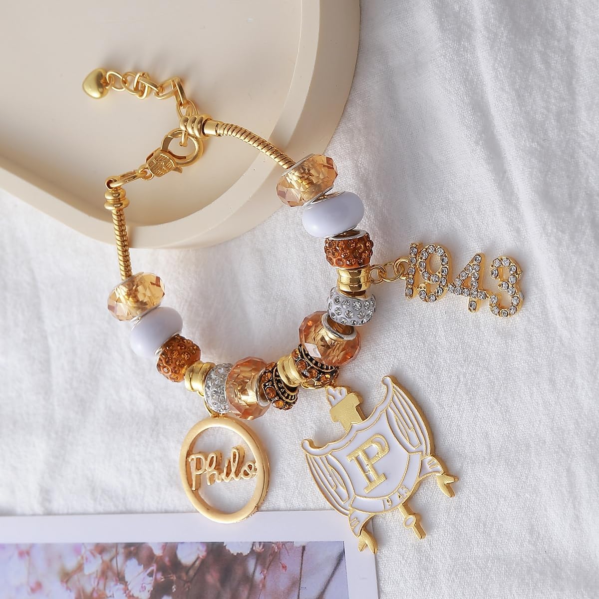 Gold Soror Beaded Pendants Greek Sorority SGR Bracelets Life Members Gifts Jewelry - Image 8