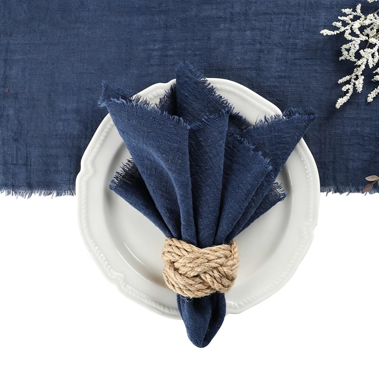 Cotton Napkins, 12 Pack, Kitchen Dining Table Napkins,Soft Decorative Cloth Napkins For Wedding, Rustic Boho Party, Valentine‘s Day, Thanksgiving,Party Dinner Daily Use(A,42X42cm)
