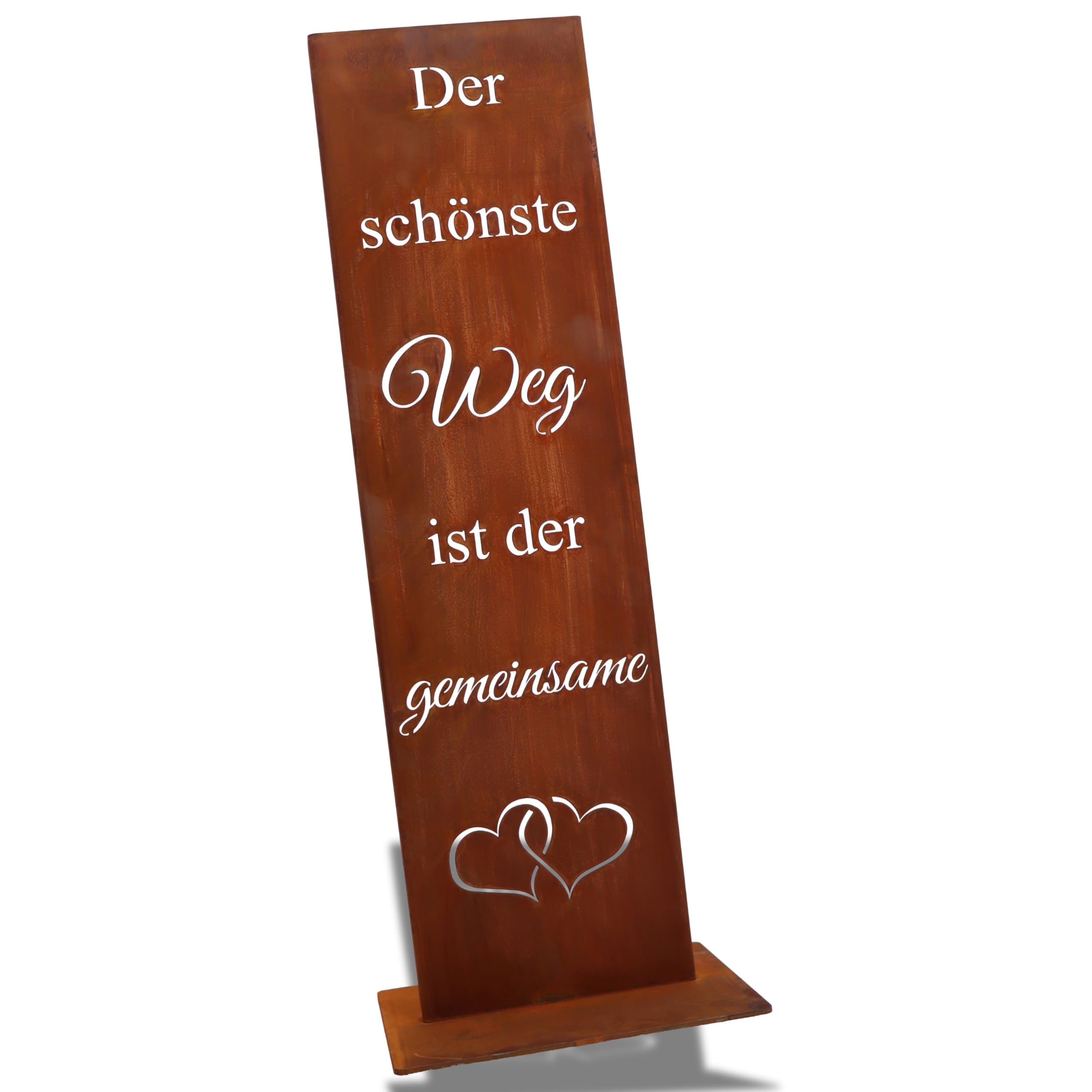 Rostikal Deko Gartenschild 55 cm – Wetterfestes Vintage Spruchschild für Hochzeit, Garten und Terrasse – Romantische Rost Deko und Geschenkidee - Handmade