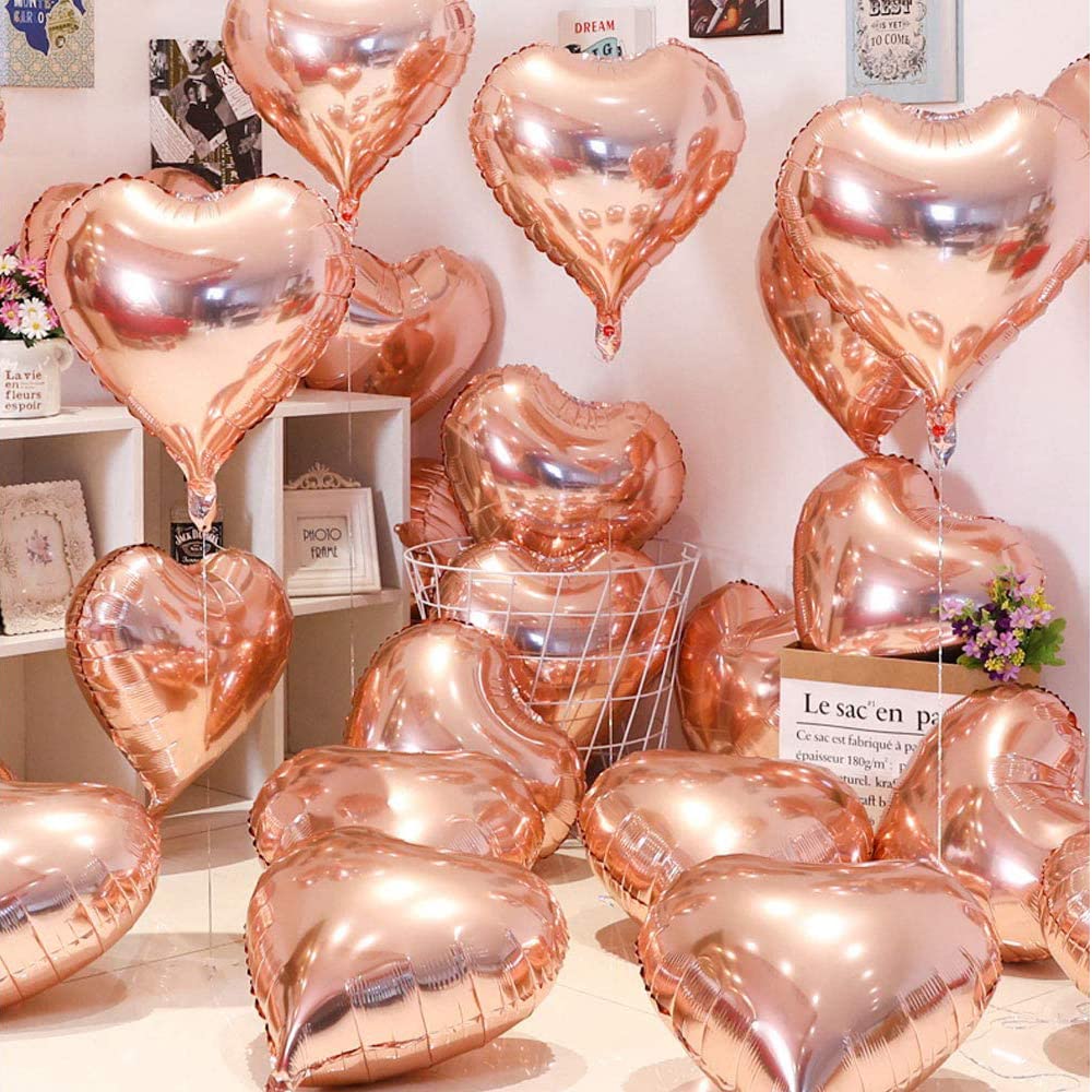 TSHAOUN 30 Pezzi Palloncini Cuore Foil Rosso Palloncini Elio, 18 Pollici Palloncini Cuore Rosso, Decorazione Romantica, per San Valentino, Anniversario Matrimonio e Fidanzamento