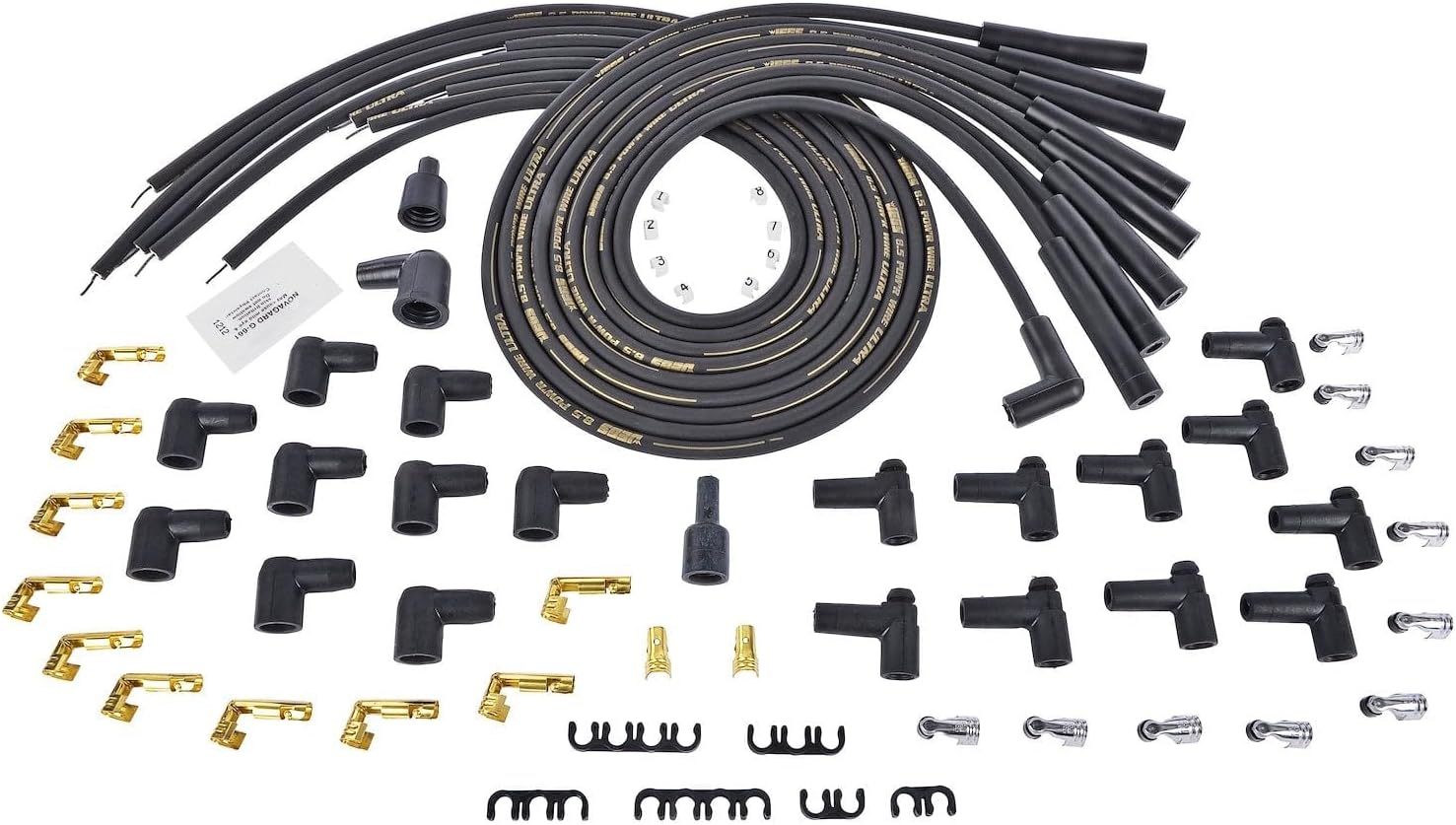 JEGS 8.5mm Black Ultra Pow'r Wires | Fits Small & Big Block Chevy Engines Routing Over Valve Covers or Under Headers & AMC 290-401 V8 Engines With HEI Ignition | Made In USA