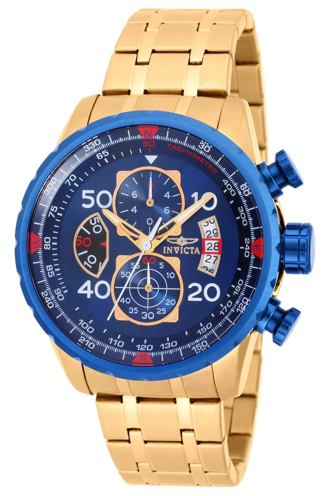 INVICTAAviator, Reloj de Cuarzo para Hombre de Acero Inoxidable, 48 mm