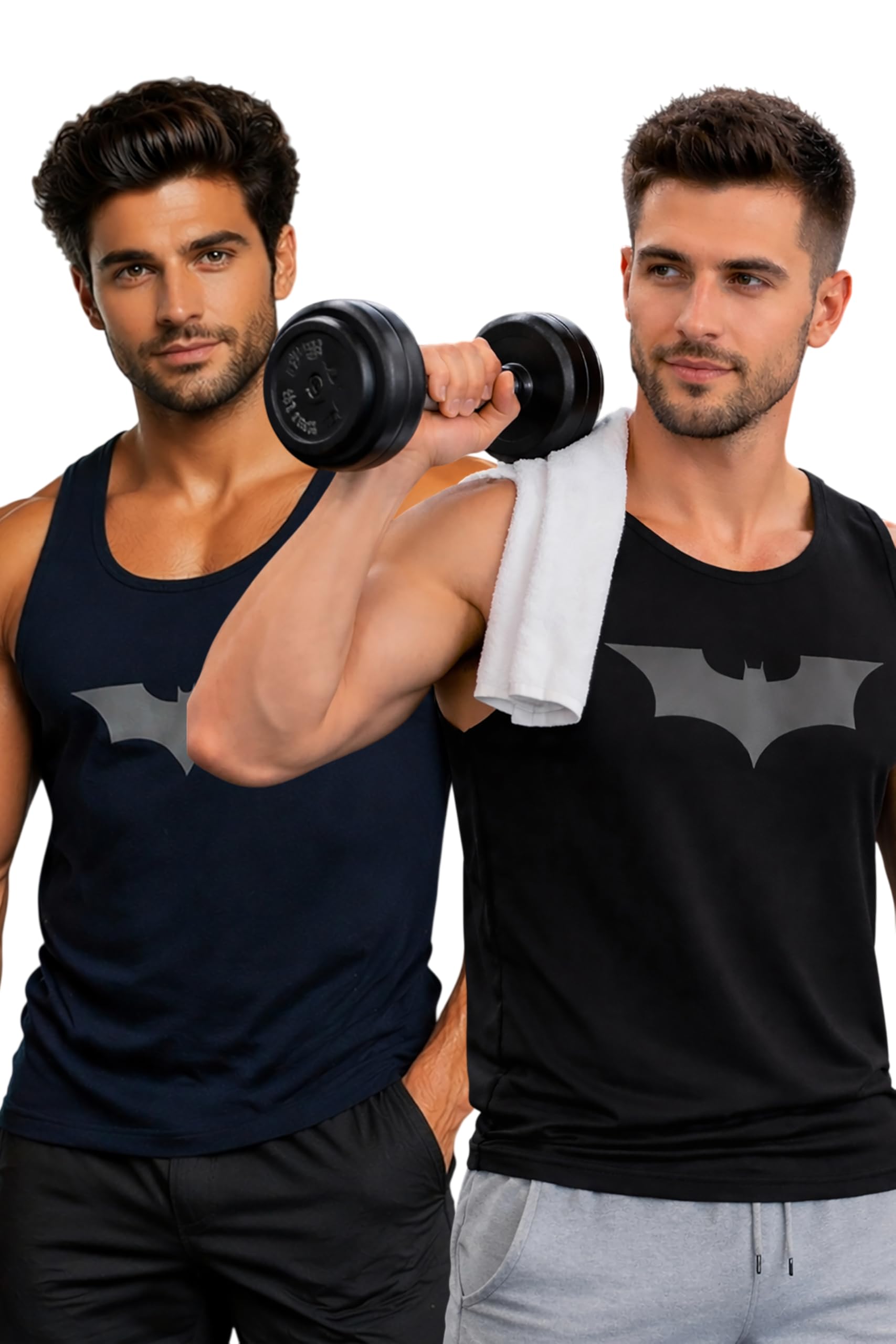 Polyester Letter Printed Vest for Men - Pack of 2 - Black & Navy Blue | Round Neck | Sleeveless | Regular Fit | Summer & Gym Wear Tank Top for Men-image-24