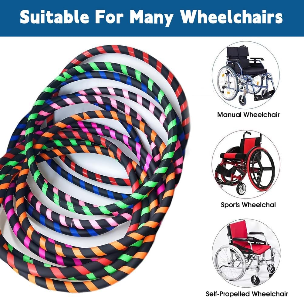 Fundas para Aros de Rueda de Silla de Ruedas, 1 par de Fundas de Silicona para Aros de Rueda de Silla de Ruedas de 20, 22 y 24 Pulgadas, Funda de Silicona para Empuje Manual, Resistente al d