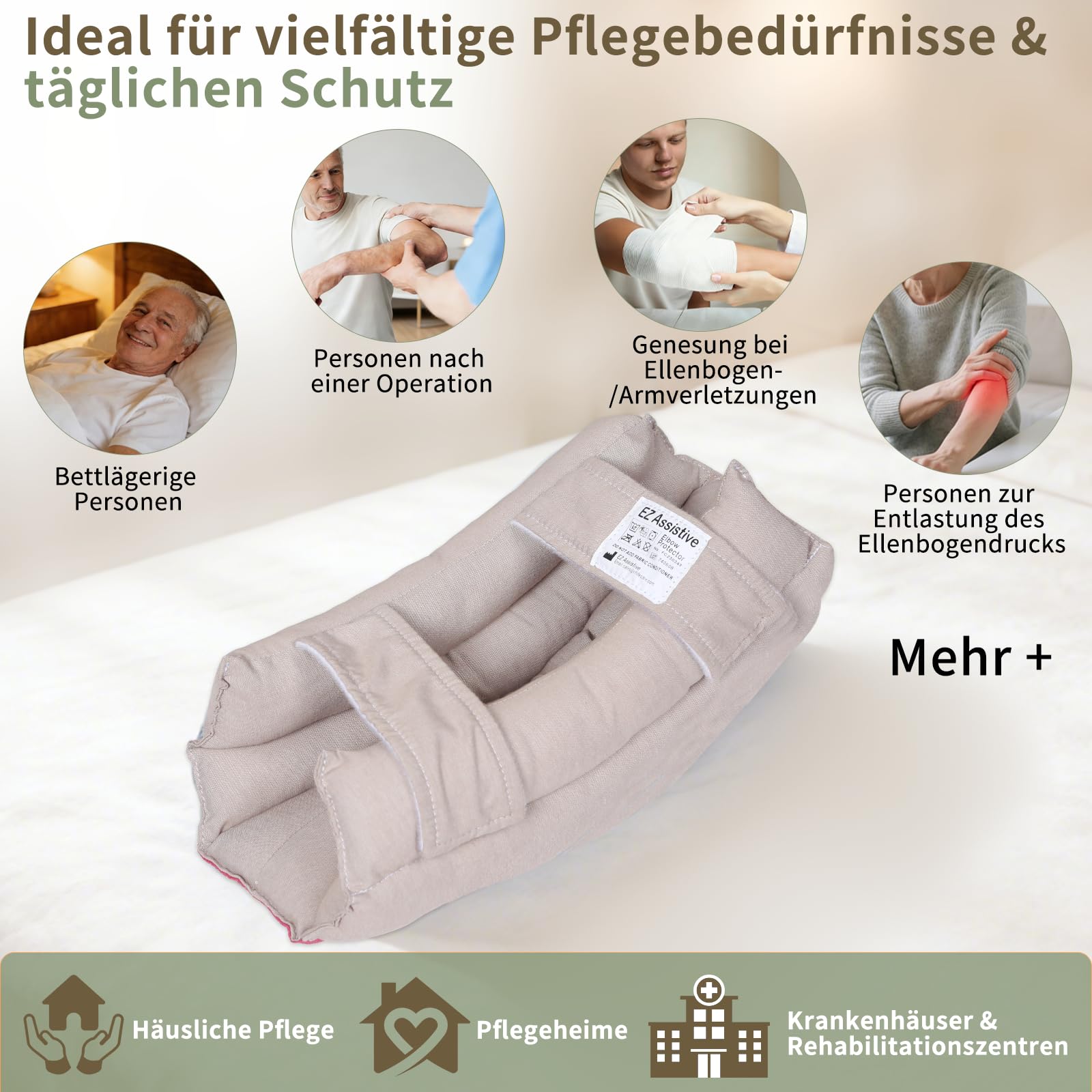 EZ Assistive Ellenbogenschoner für bettlägerige Patienten oder ältere Menschen, Ellenbogenprotektoren zur Entlastung des Ellenbogendrucks,wiederverwendbar und waschbar