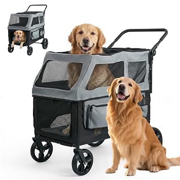 Large Dog Stroller for Medium & Large Dogs up to 350 lbs,Foldable Pet Wagon