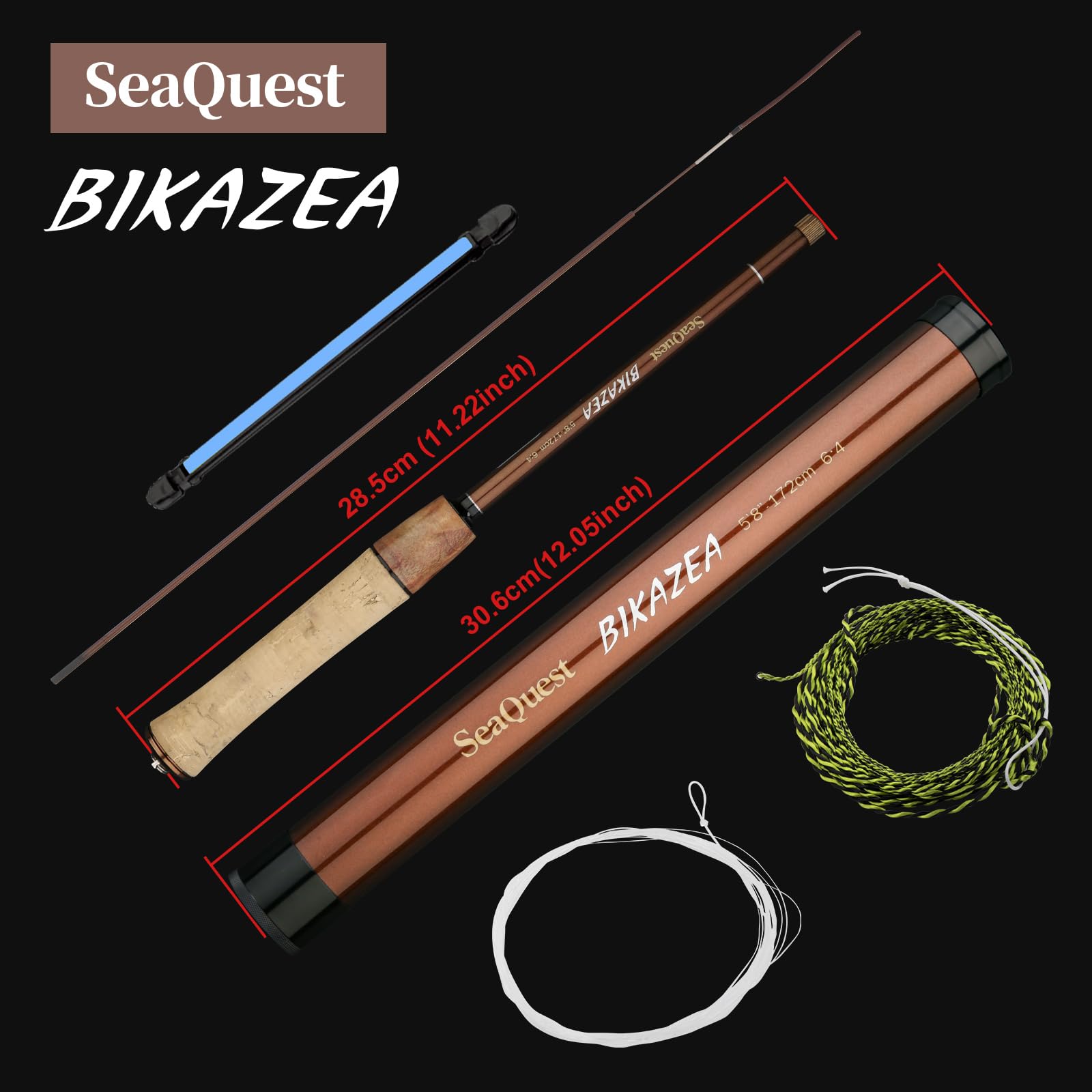 Seaquest Caña de Pesca Tenkara Rod Viajero Portátil Elástica Poste de Fundición con Tubo de Almacenamiento
