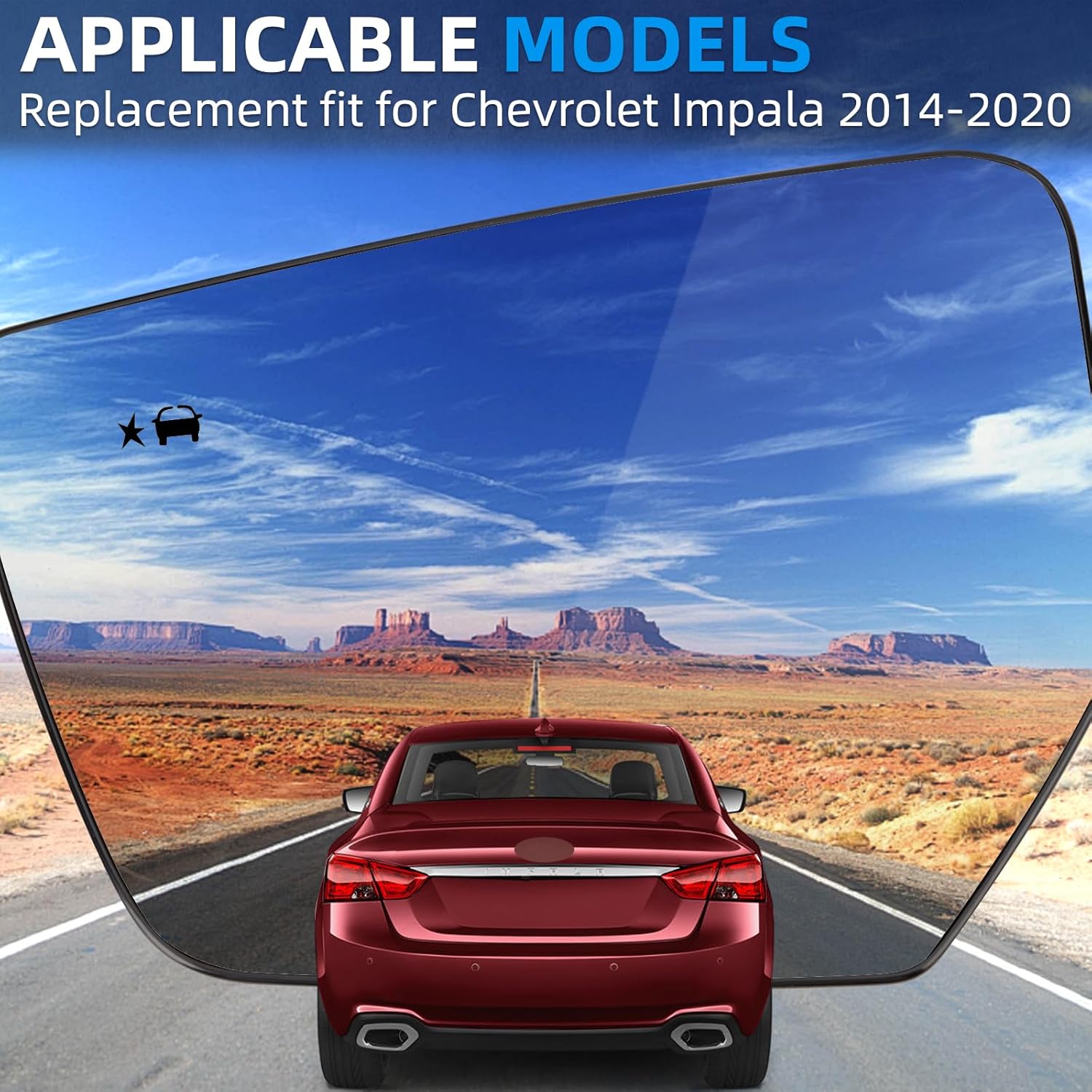 Driver Side Mirror Replacement for Chevrolet Chevy Impala 2014 2015 2016 2017 2018 2019 2020 - Left Side Mirror Glass, Rear View Mirrors Glass with Power Heated & Blind Spot