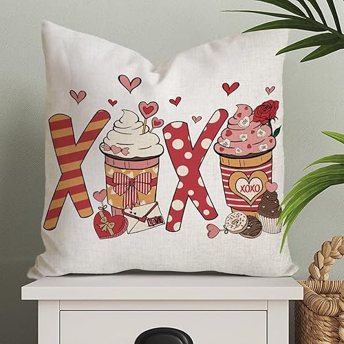 Miniatura 1 de XOXO - Funda de almohada romántica para el día de San Valentín funda de cojín para boda compromiso aniversario decoración del hogar sofá sala de
