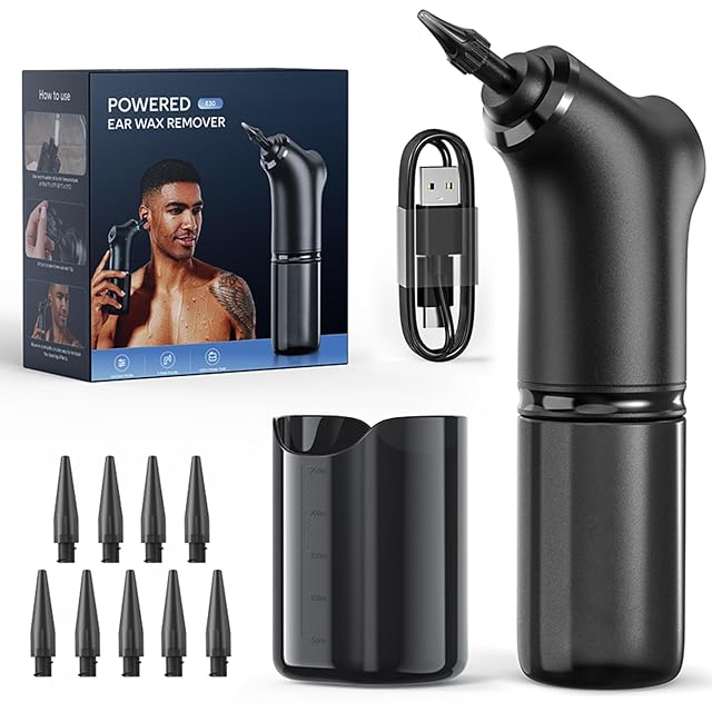 Electric Ear Wax Removal Kit Ear Cleaning Tool with 5 Streams of Water Ear Irrigation Flushing System with