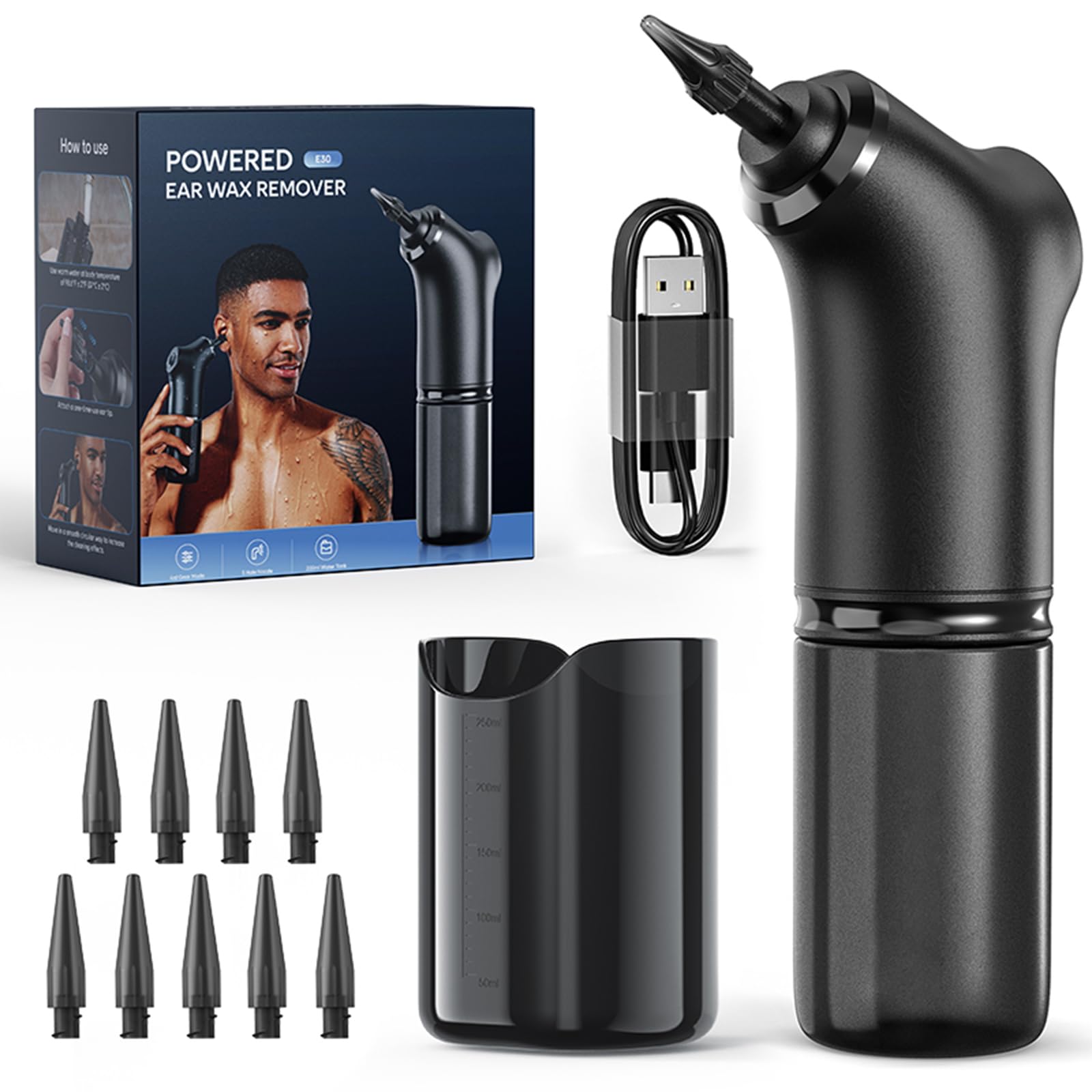 Electric Ear Wax Removal Kit Ear Cleaning Tool with 5 Streams of Water Ear Irrigation Flushing System with