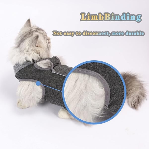 Cat Professional Recovery Suit,Body Suits for Abdominal Wounds or Skin Diseases,E-Collar Alternative for Cats, Onesie Cat Clothes After Surgery Collar & Cone Alternative - 4