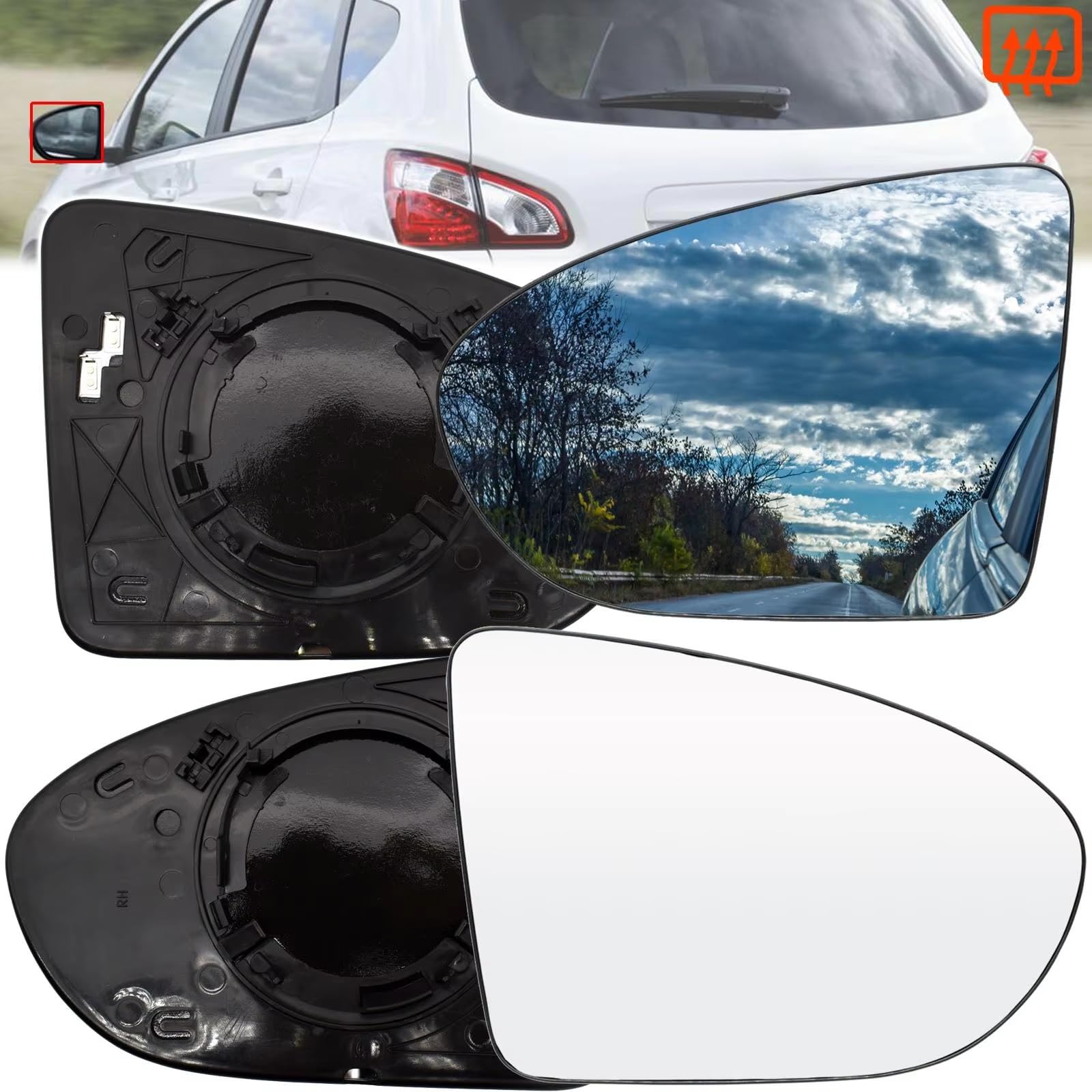 Vetro Specchio Retrovisore Per Nissan Per Qashqai Per Dualis Vetro Retrovisore | Porta in vetro per specchietto laterale convesso retrovisore riscaldato 96302BR72A 96301BR72A(Left)