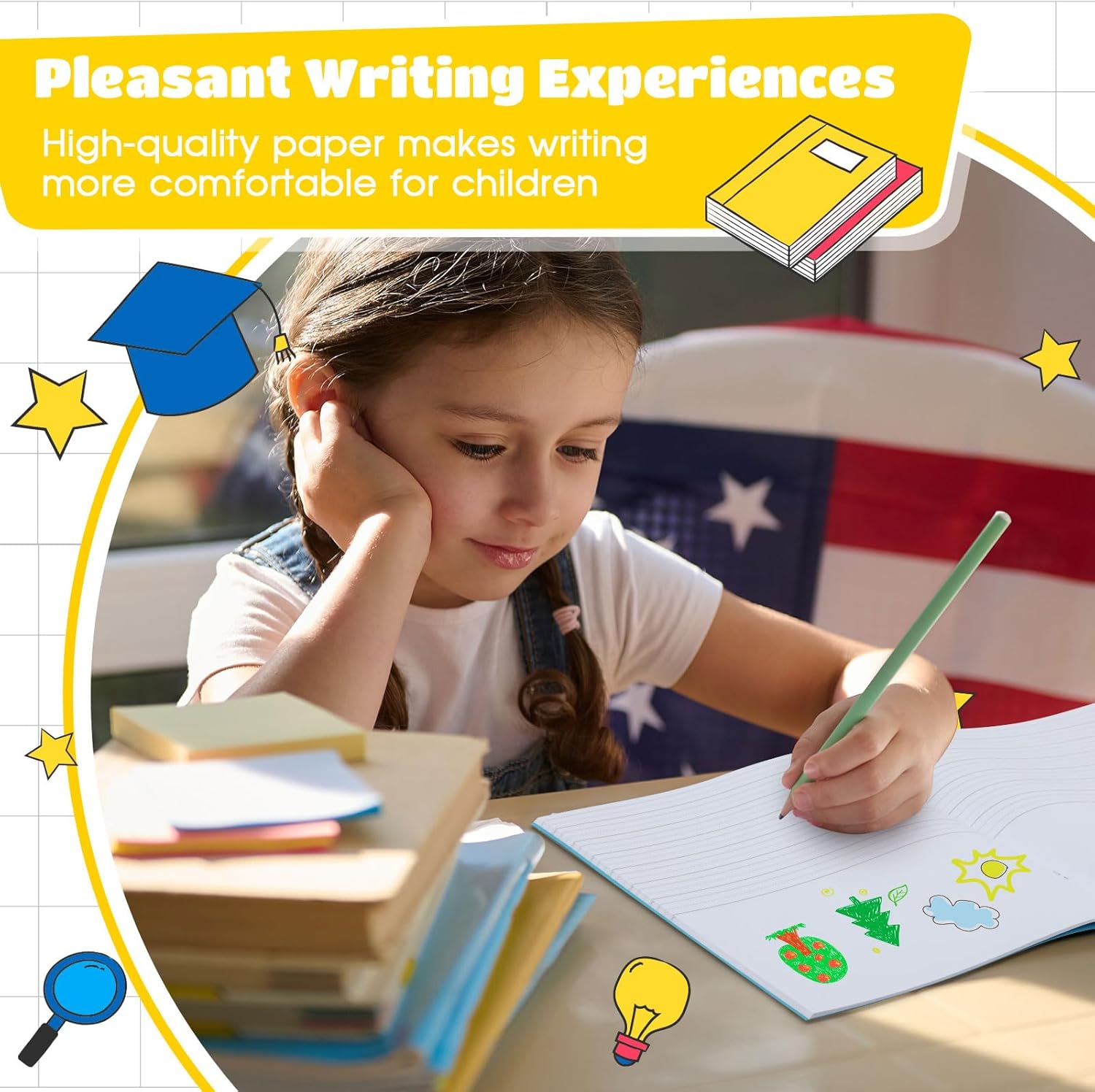 Henoyso 24 Pcs Primary Composition Notebooks for Teachers & Classrooms (Grades K–2) Colorful Writing Journals for Classroom, Homework & Homeschool Use, 120 Pages Each (Light Color)