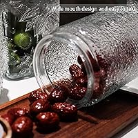 Vista 4 de TOSSOW - Tarro de almacenamiento de vidrio vintage, recipientes de alimentos de 24 onzas con tapa de madera, 1 recipiente de textura martillada